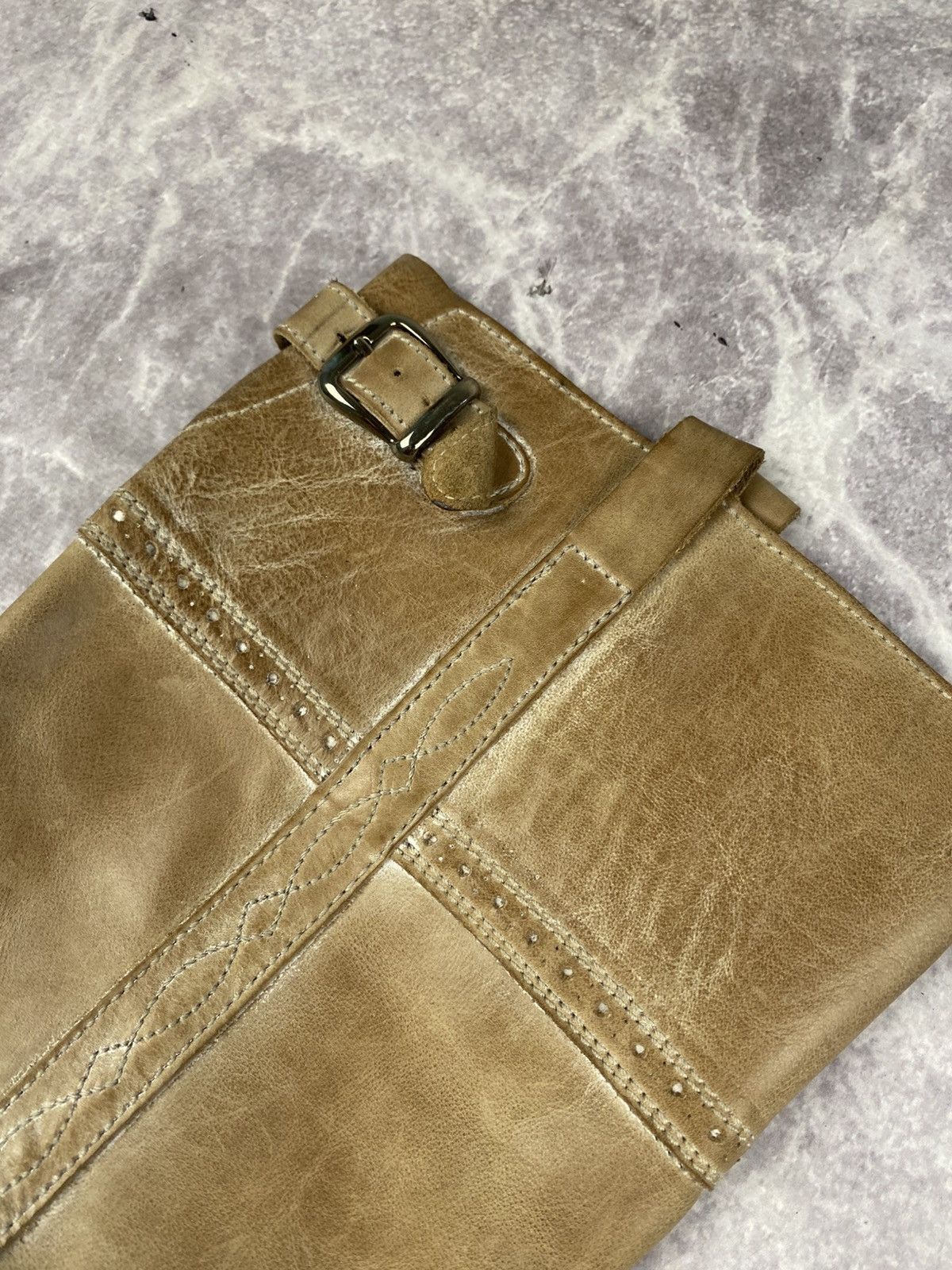 Sancho Boots Sancho Boots leather western knee-high boots beige size: 38 Size US 8 / IT 38 - 4 Thumbnail