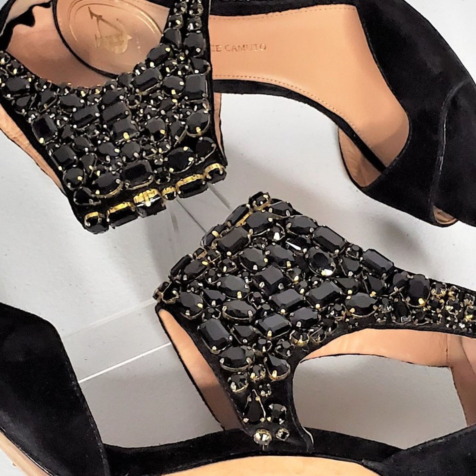 Vince Camuto VC Signature Suede Embellished Collar Zip Stiletto Heels 11M Size US 11 / IT 41 - 10 Thumbnail