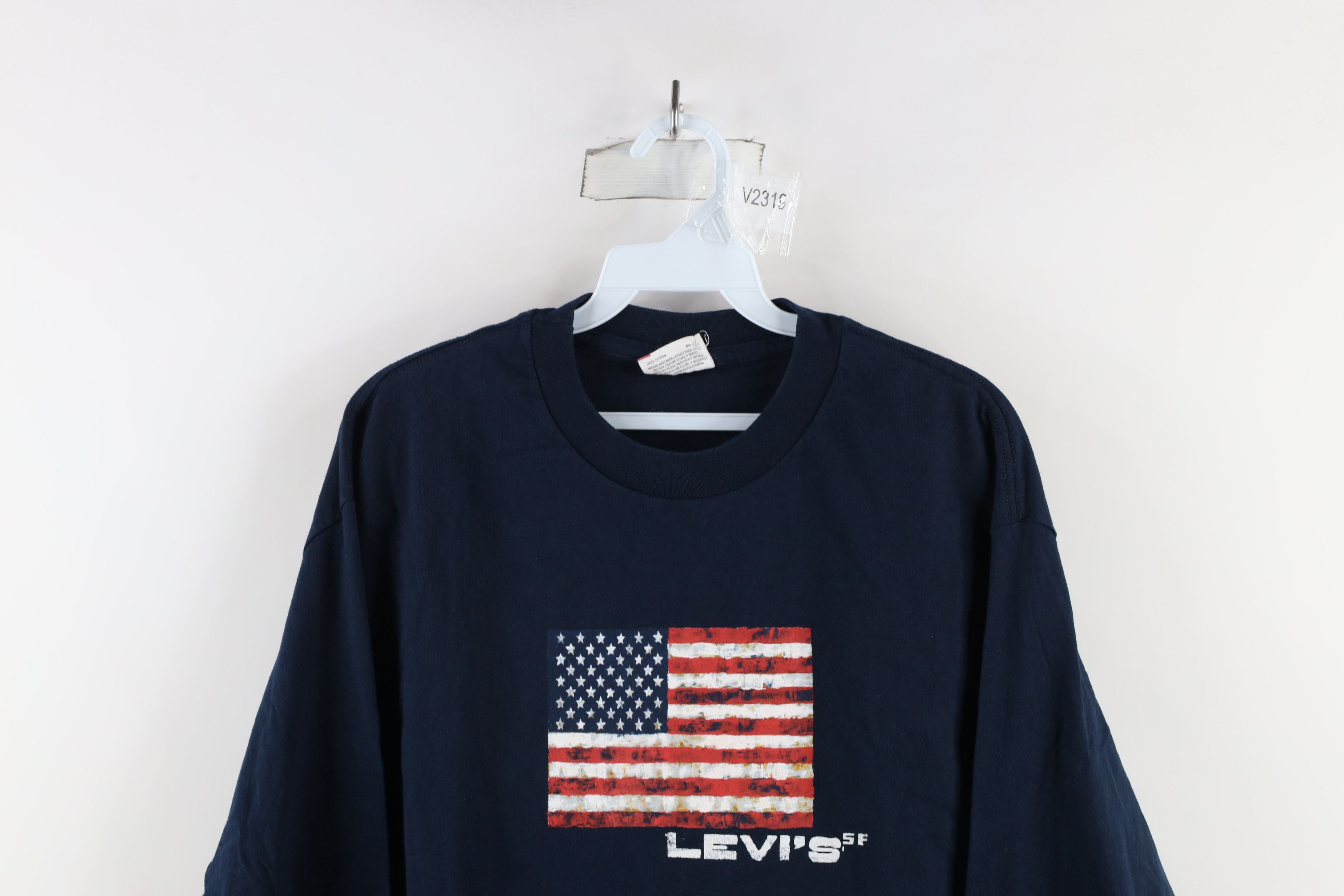 Levi's × Vintage Vintage 90s Levis Out USA Flag Long Sleeve T-Shirt Blue Size US L / EU 52-54 / 3 - 2 Thumbnail