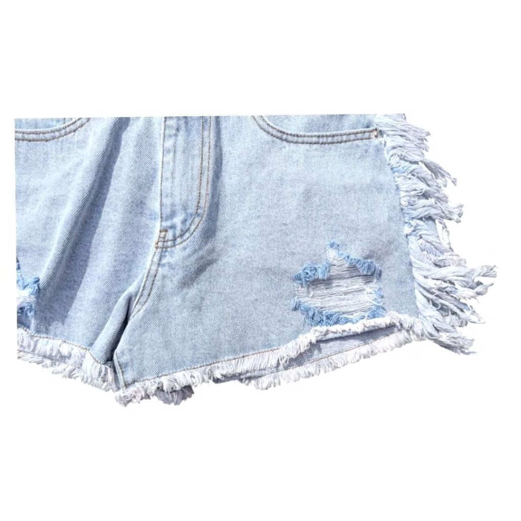 Forever 21 Forever 21 Coastal Cowgirl Festival Raw Hem Fringe Jeans Womens Size 27 Blue Denim Shorts Size 27" / US 4 / IT 40 - 3 Thumbnail