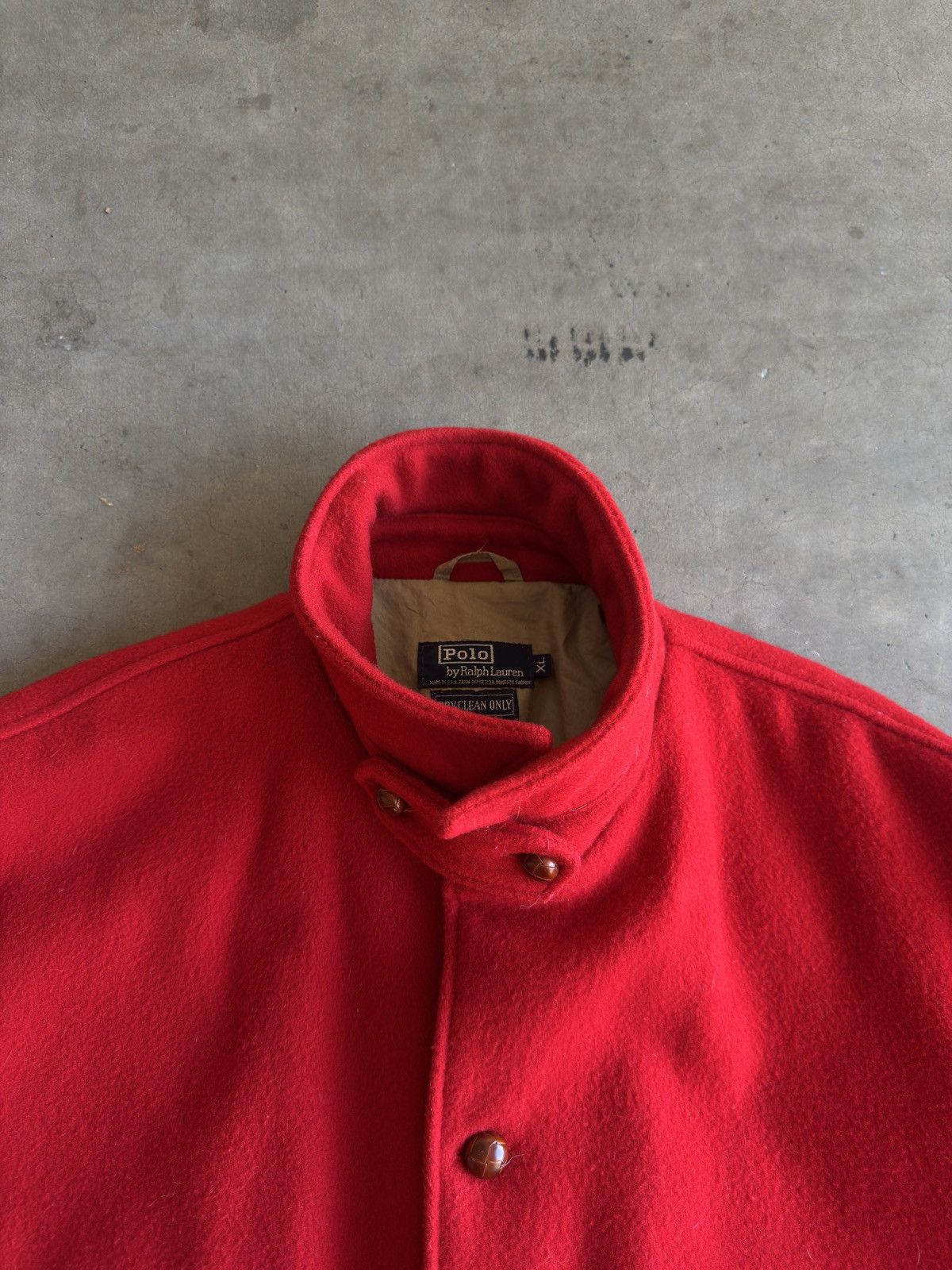 Polo Ralph Lauren Polo By Ralph Lauren 90's Red Melton Wool Bomber Size US XL / EU 56 / 4 - 7 Thumbnail