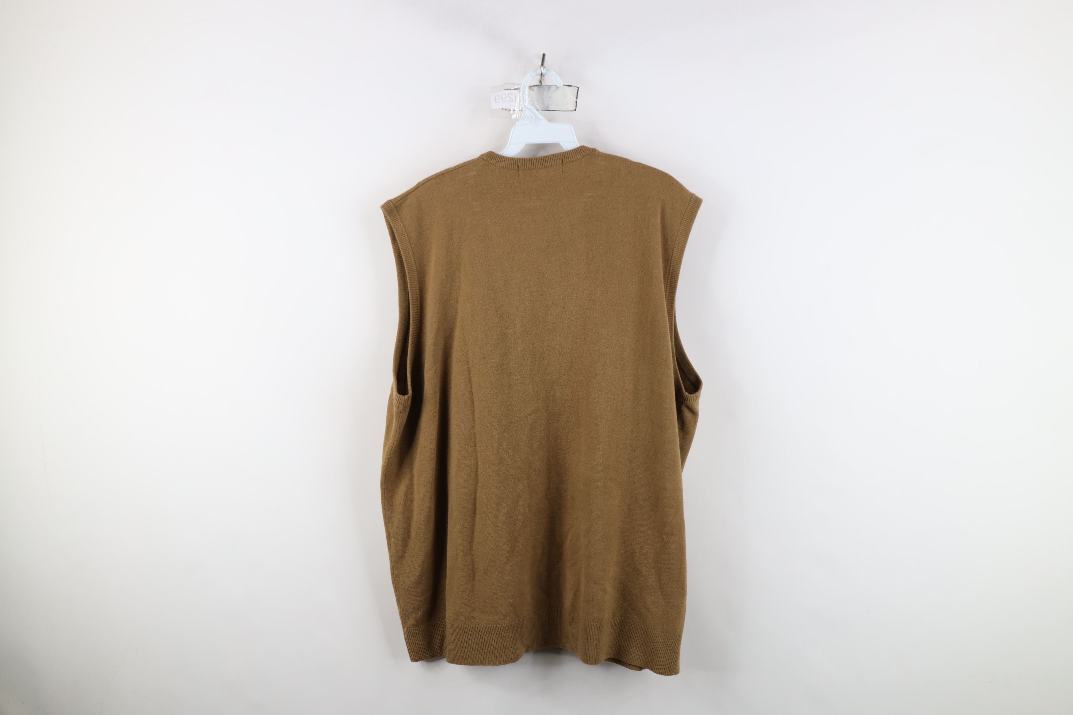 Vintage Vintage Y2K Streetwear Soft Knit V-Neck Sweater Vest Brown Size US XXL / EU 58 / 5 - 10 Thumbnail