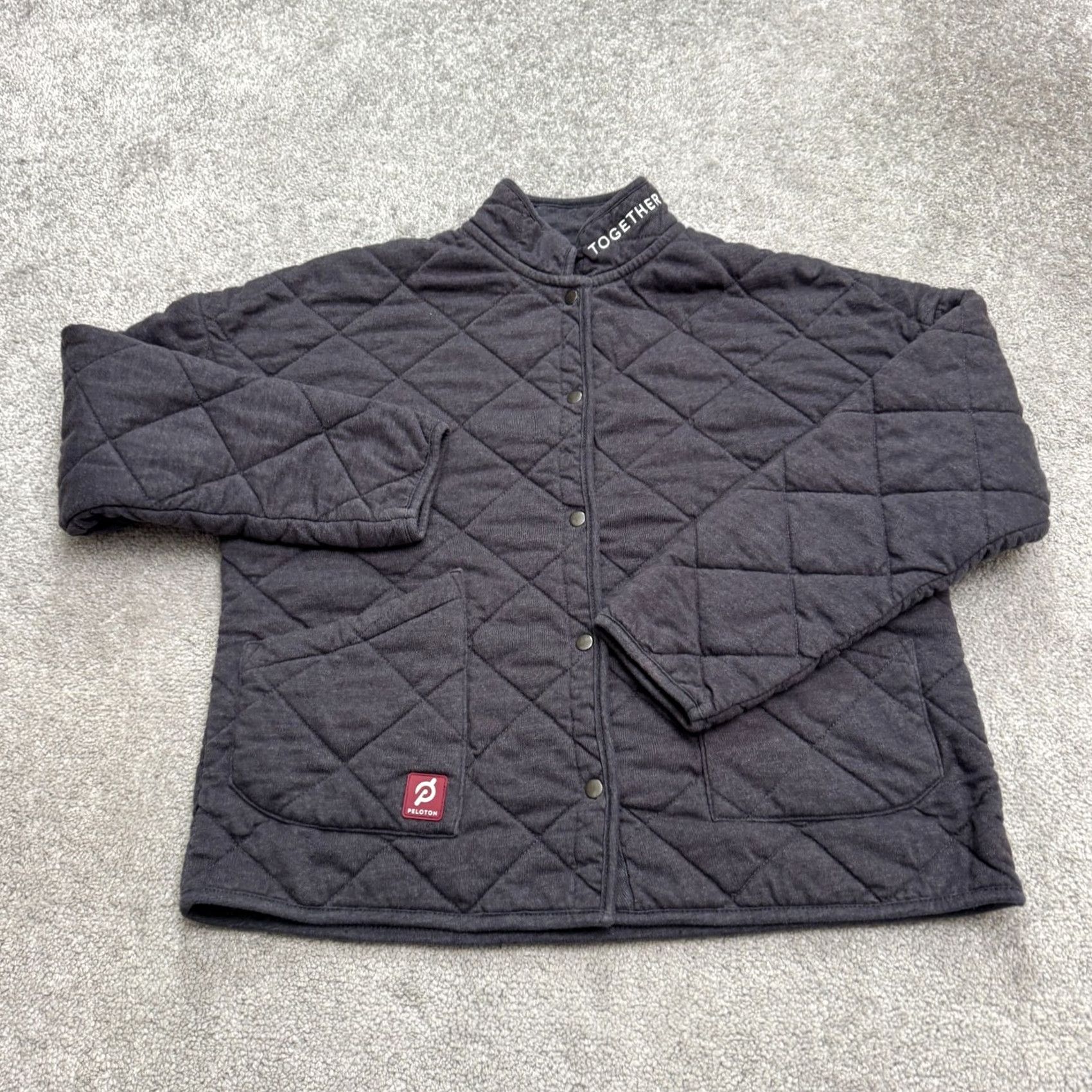 Vintage Peloton Quilted Jacket Womens Medium Gray Button Down Snap Full Zip Pockets Outdoor Regular Fit Classic Casual Size M / US 6-8 / IT 42-44 - 2 Thumbnail