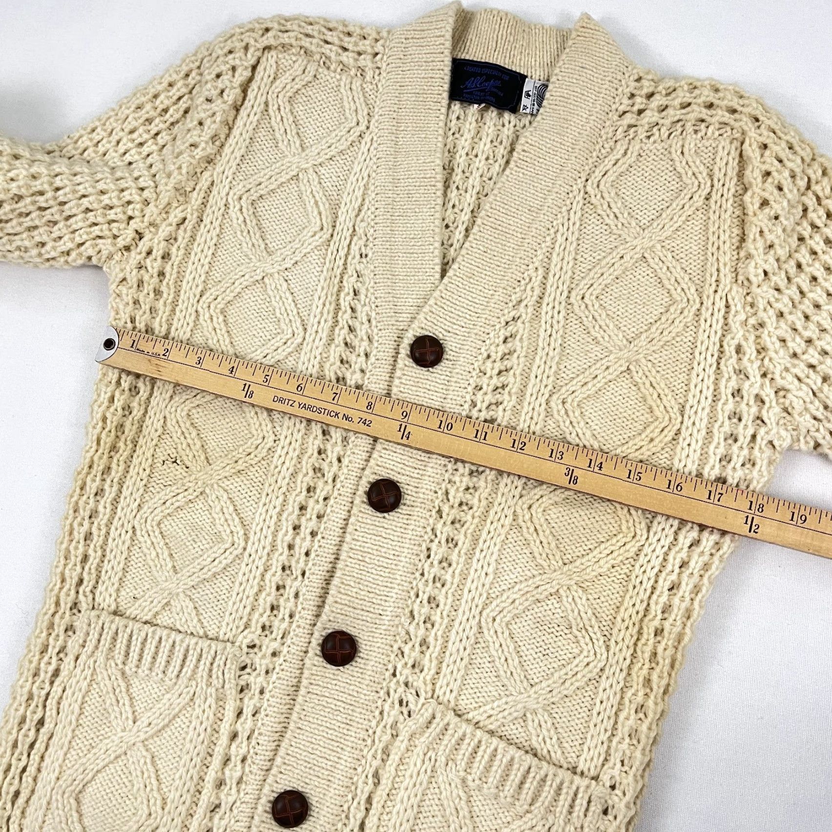 Vintage VTG Fisherman Knit Cardigan Adult Mens Small Brown Wool Pockets Grandpa Jumper Size US S / EU 44-46 / 1 - 4 Thumbnail