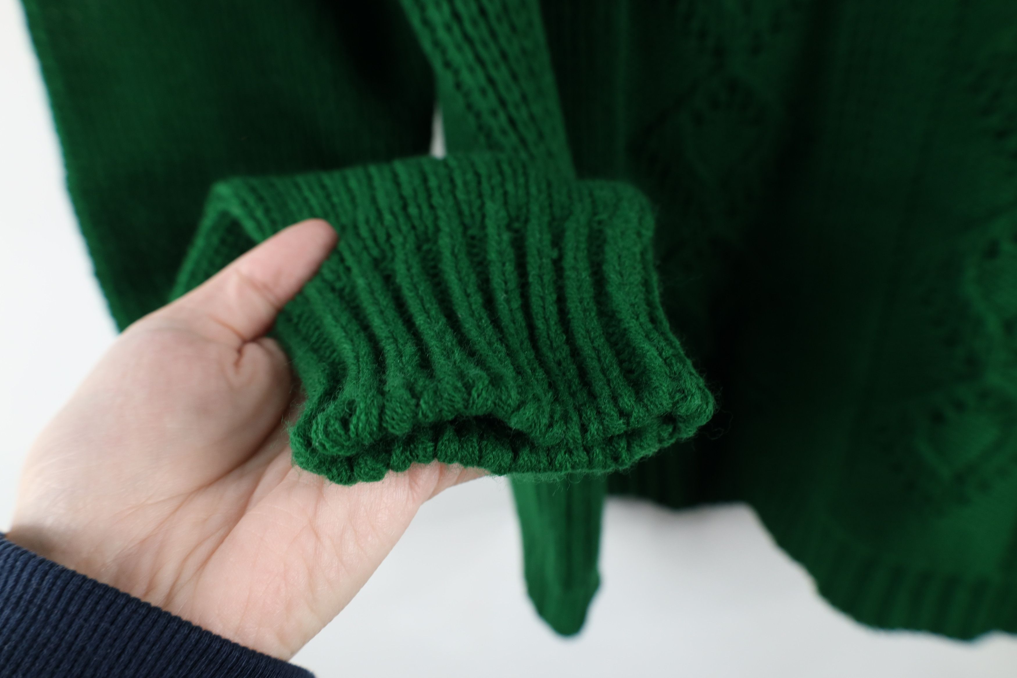 Vintage Vintage 70s Streetwear Ribbed Geometric Knit Sweater Green Size US L / EU 52-54 / 3 - 7 Thumbnail