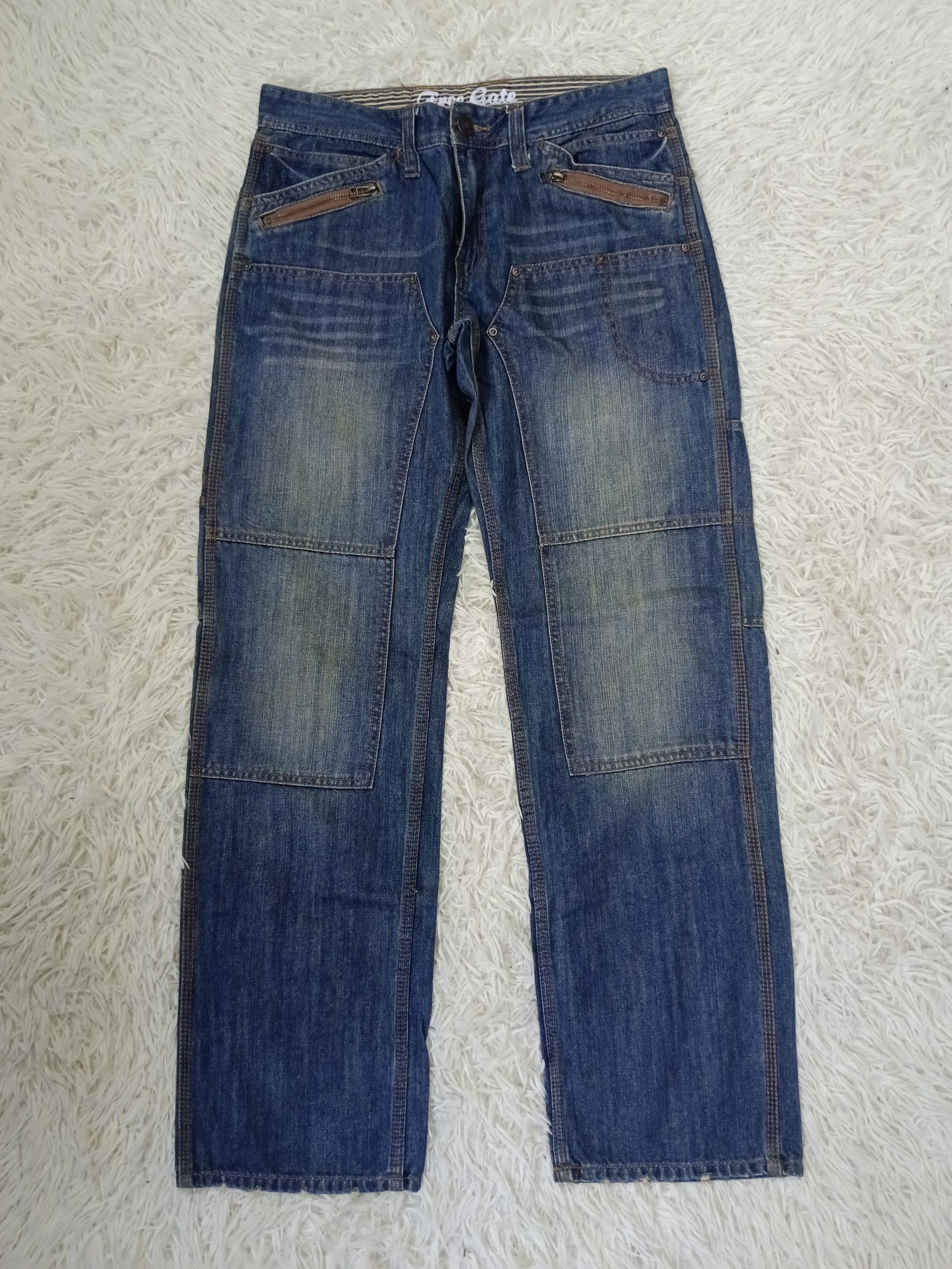 DOUBLE KNEE RUSTY FREE GATE DENIM PANTS