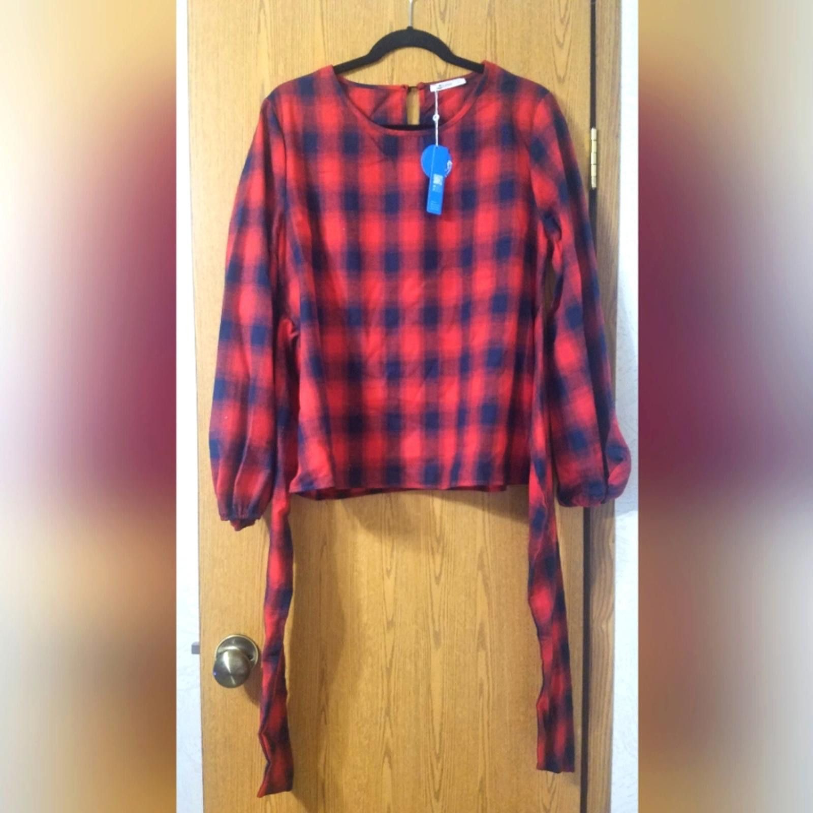Other NWT Cupshe Plaid Red and Black Women's Top Size Large Size L / US 10 / IT 46 - 1 Thumbnail