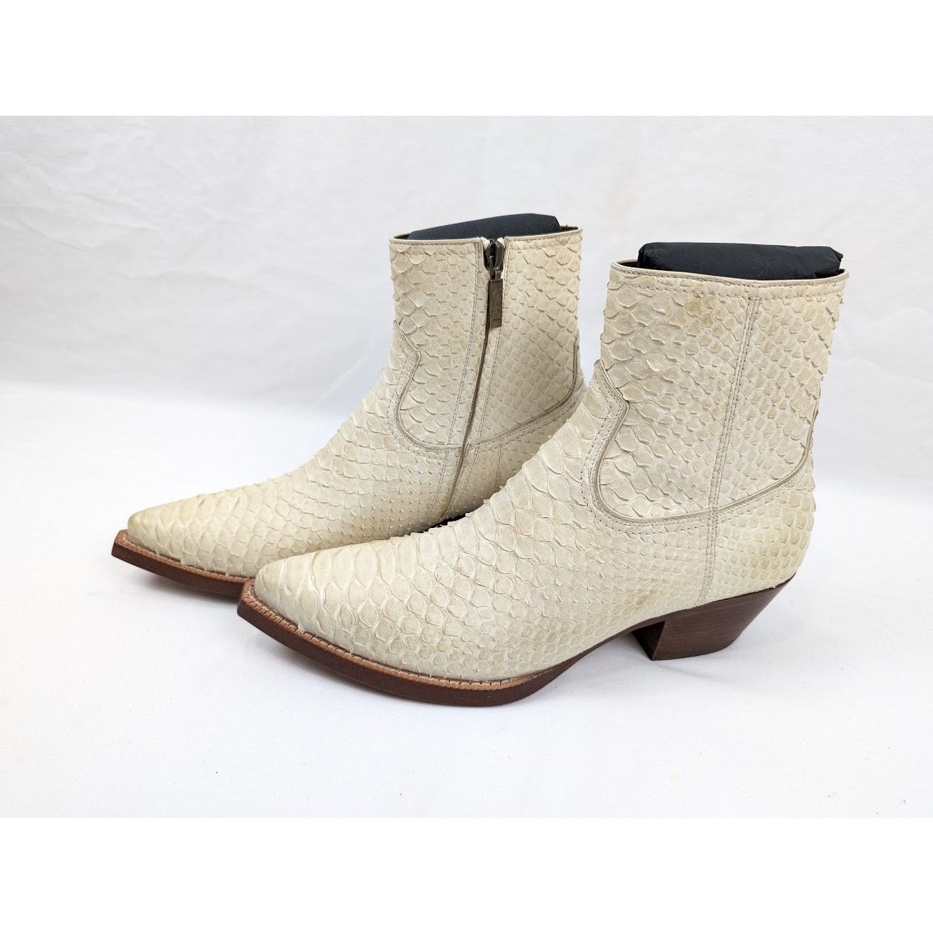 Saint Laurent Paris o1rshd1 Lukas 40 Zip Boots in Cream Size US 9 / EU 42 - 15 Thumbnail