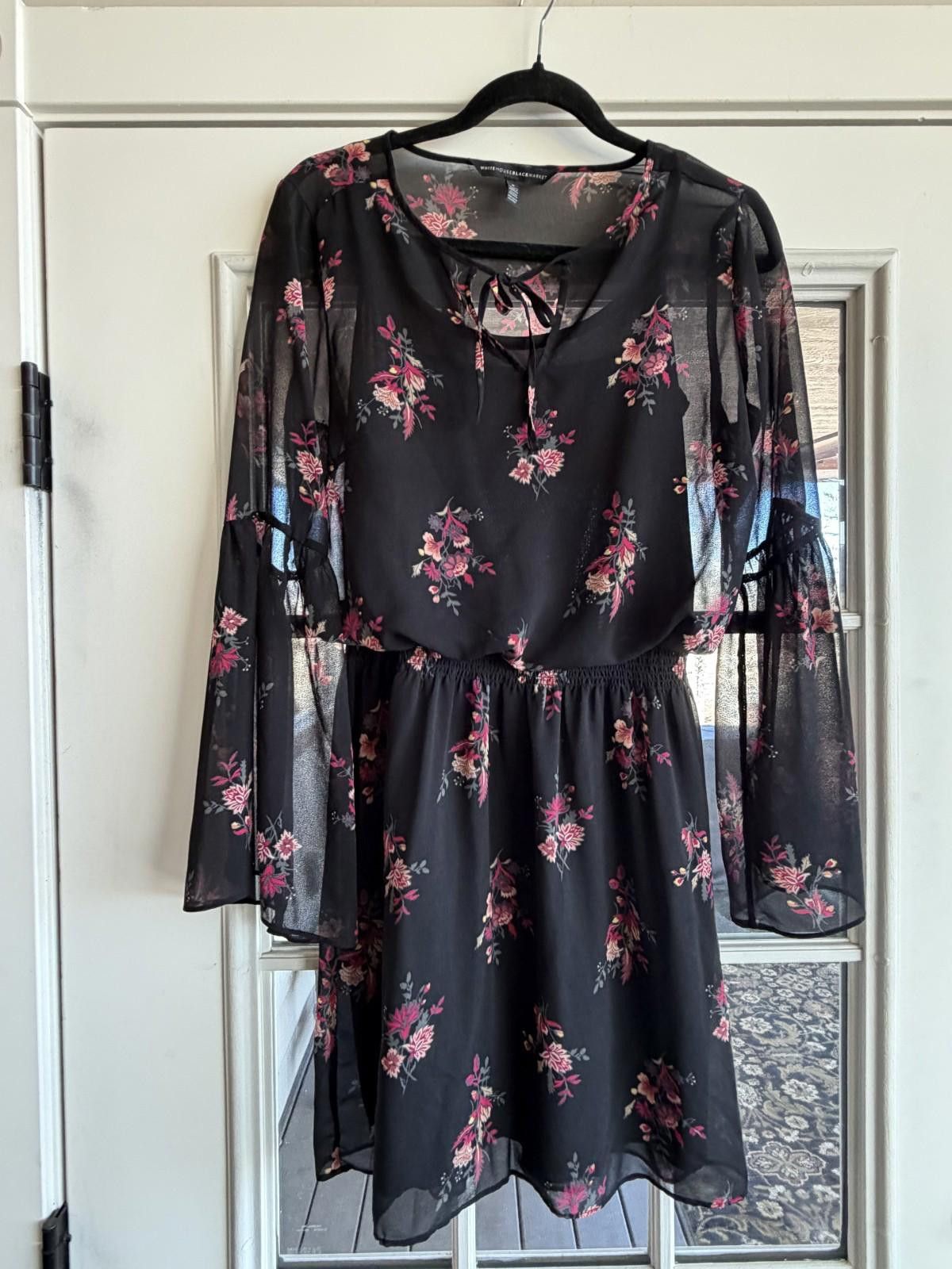 Other WHBM Boho Blouson Floral Print Flared Long Sleeve Dress Sz S Size S / US 4 / IT 40 - 3 Thumbnail