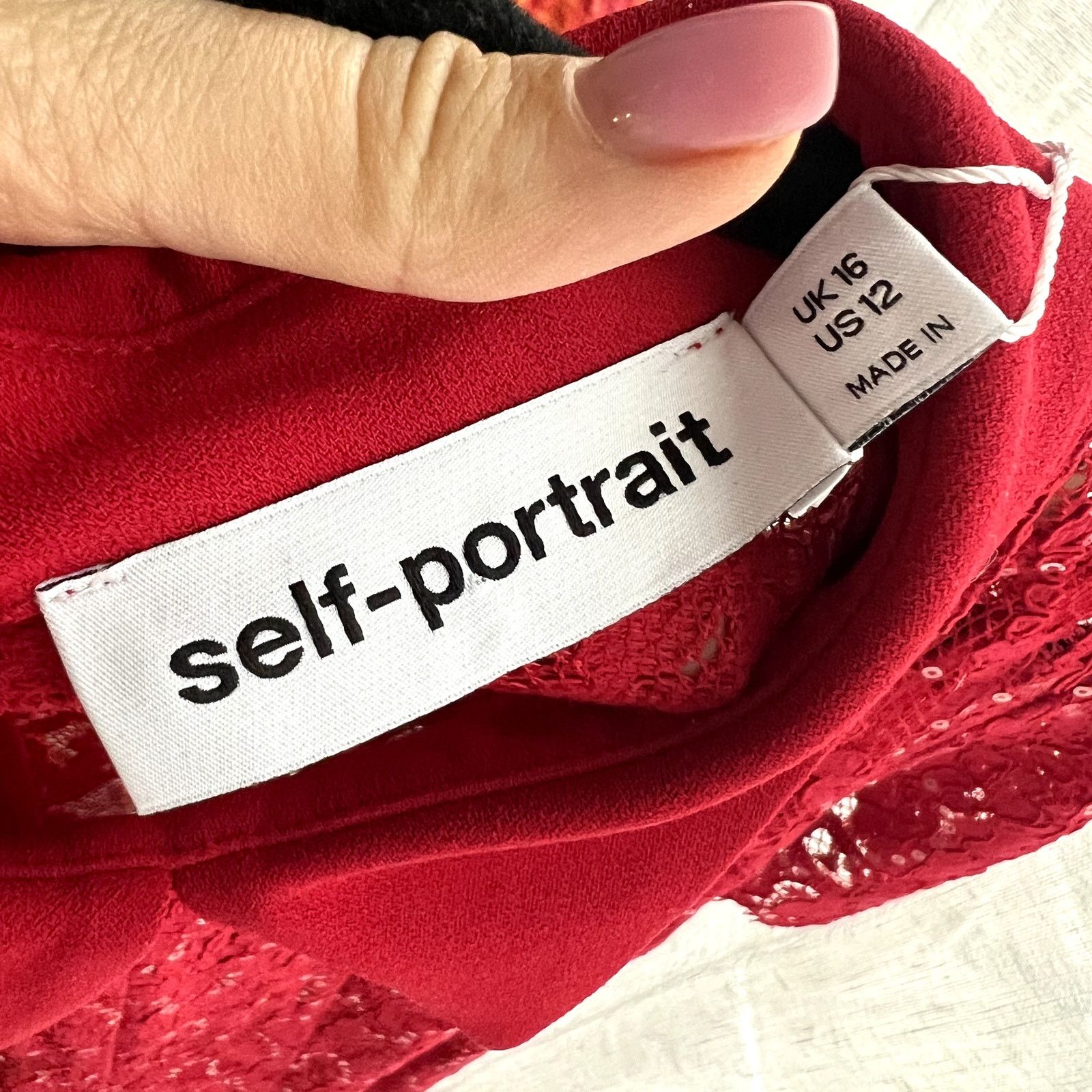 Self-Portrait Women's Red Sequin Lace Mini Dress