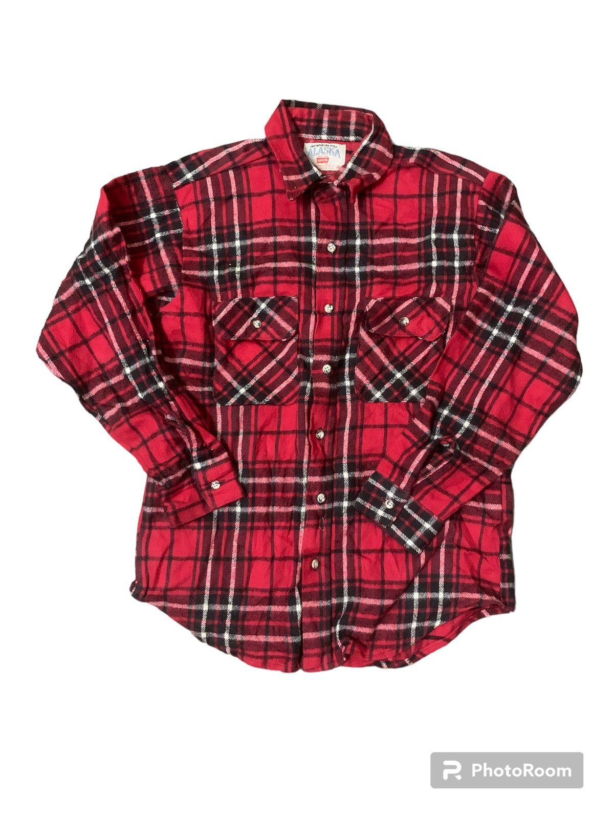 image of Vintage 90’S Levi’S Alaska Flannel Shirt in Red, Men's (Size Medium)