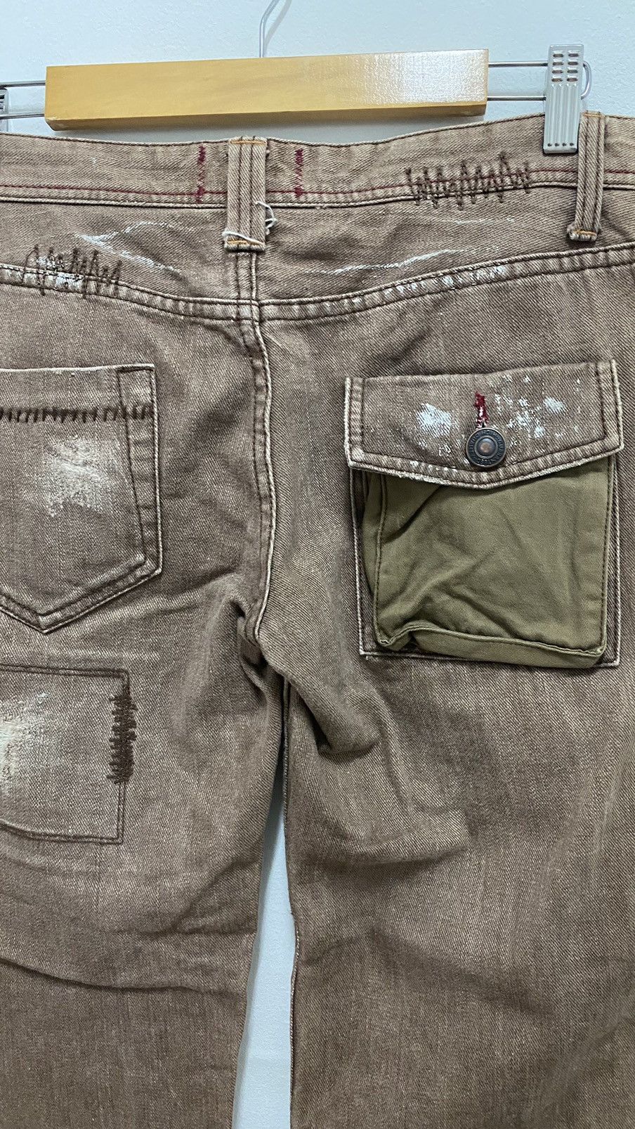 If Six Was Nine × Japanese Brand × Tornado Mart Distressed Denim Patchwork Chocolate Denim Jeans Size US 31 - 19 Thumbnail