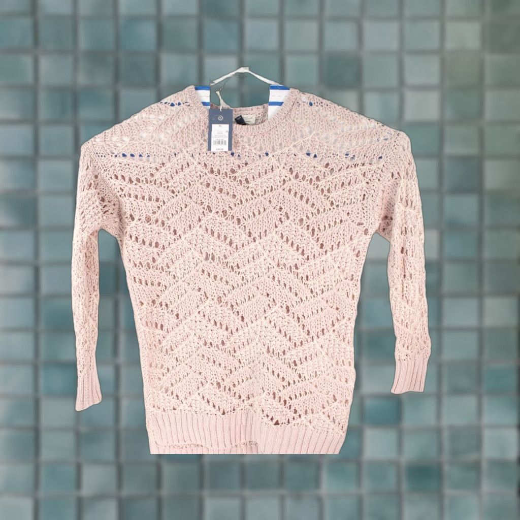 Vintage VINTAGE Andrea University Pink Open Knit Pullover Sweater Women's Size M Lightweight Fall Spring Summer Size M / US 6-8 / IT 42-44 - 1 Thumbnail