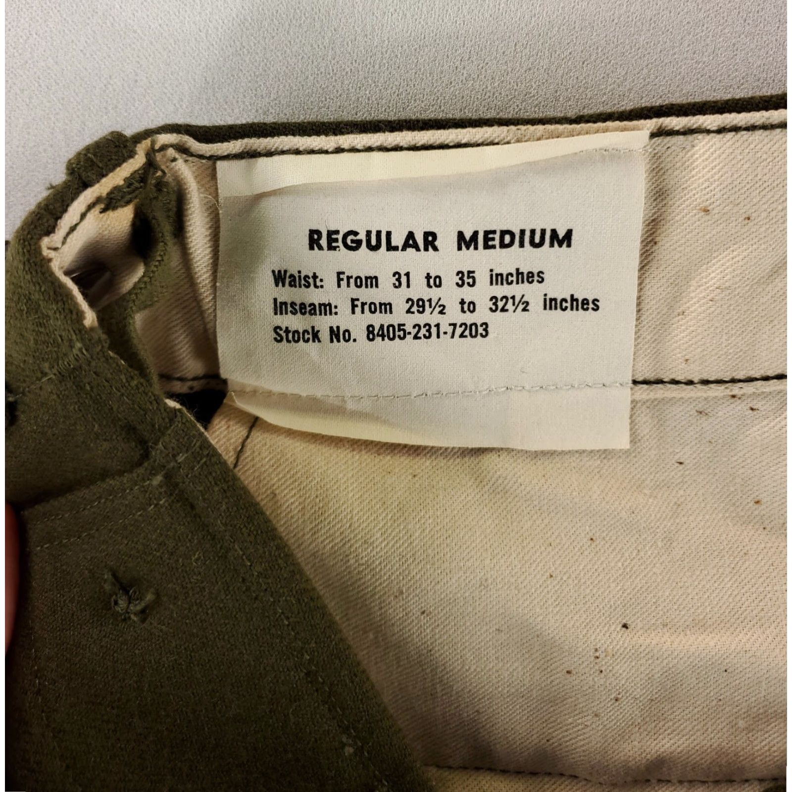 Olive M51 M-1951 100% Wool Pants Olive Green Mens M 34x30 US Army Military Regular Pants Mens Size US 34 / EU 50 - 3 Thumbnail