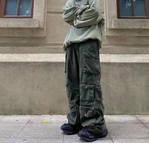 Japanese Brand Retro heavy-duty multi-pocket loose wide-leg overalls Size US 32 / EU 48 - 3 Thumbnail