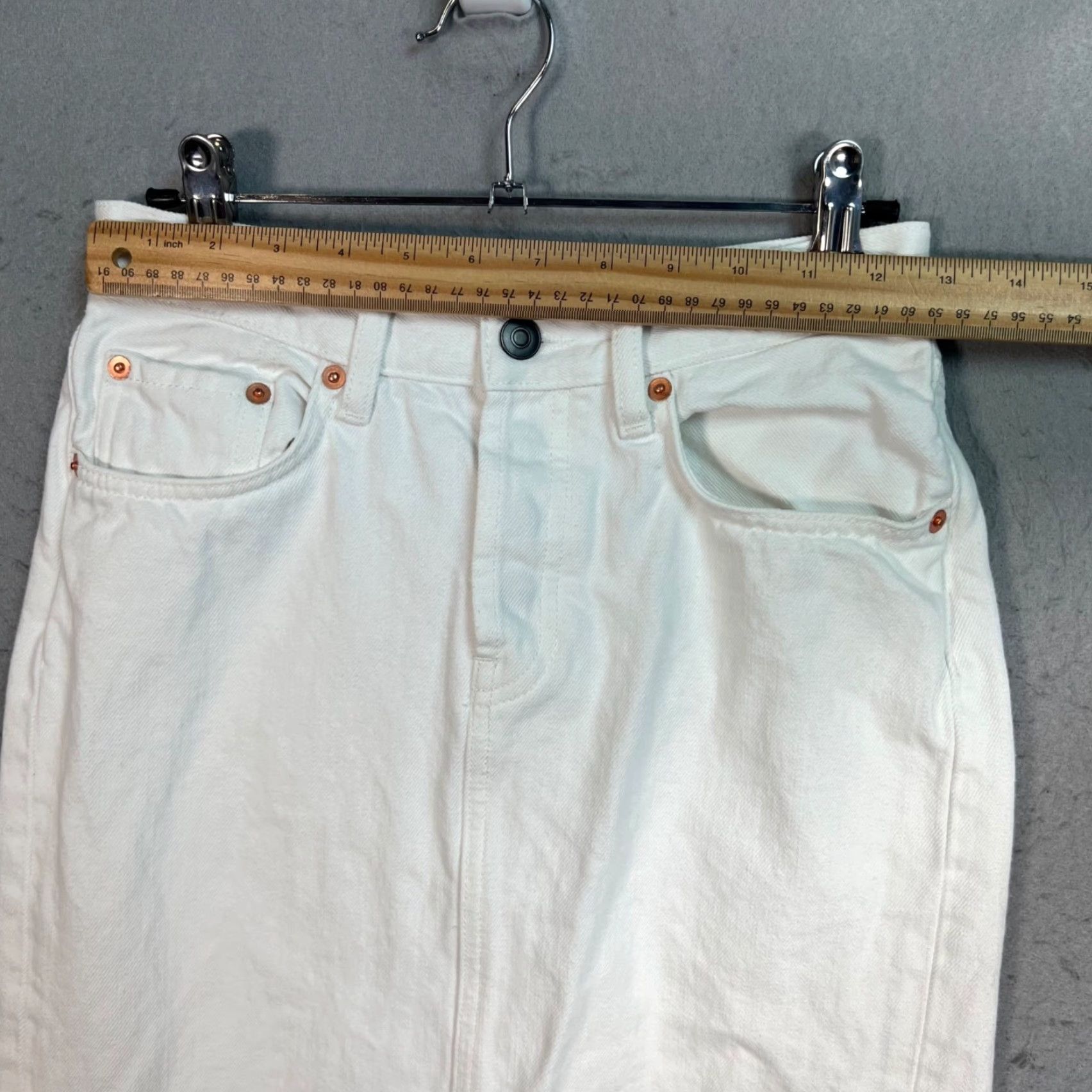WARDROBE.NYC VINTAGE Wardrobe NYC Skirt Adult Womens 25 White Denim 100% Cotton Maxi Size 42" / US 20 - 5 Thumbnail