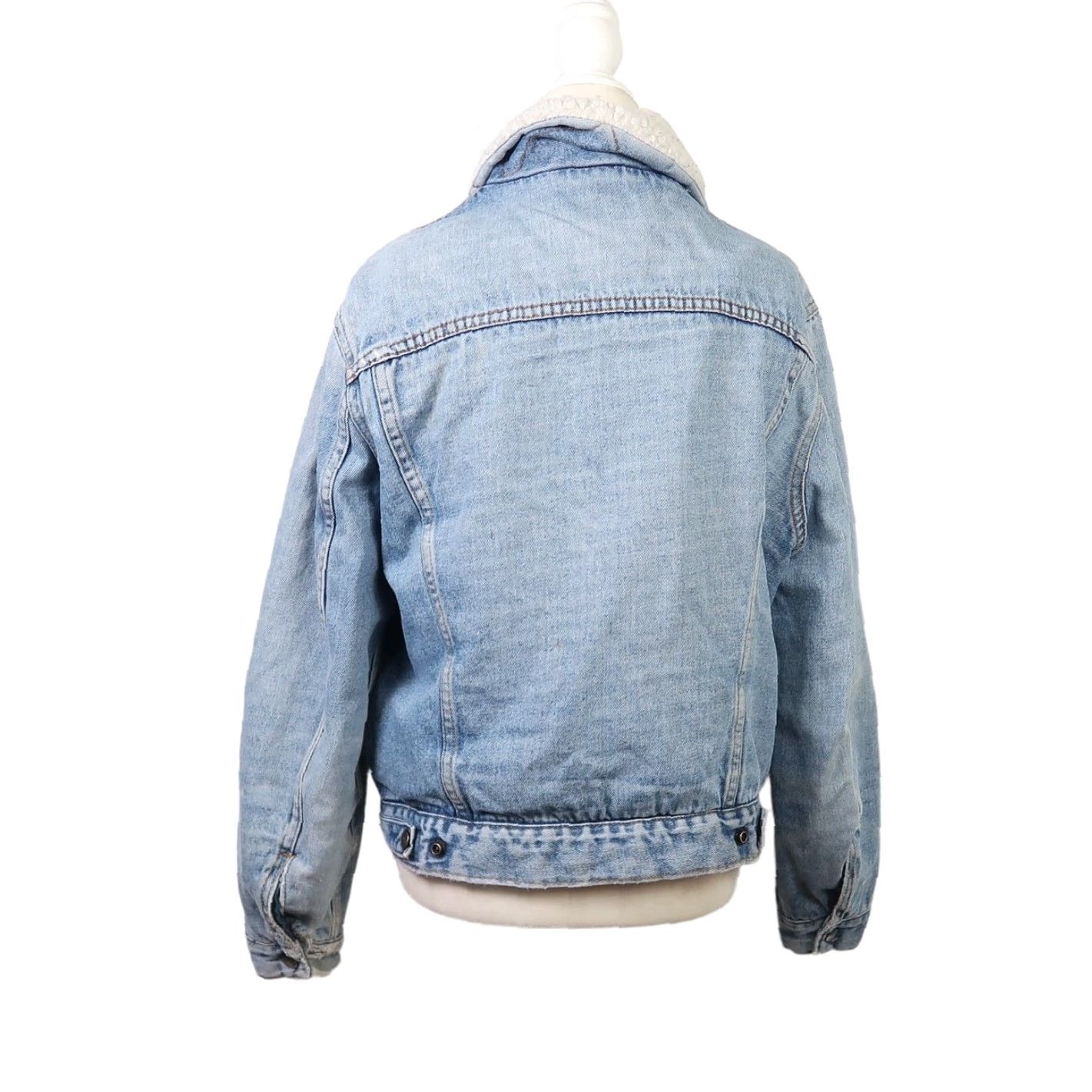 Denime VINTAGE 70s Silver Spur Western Wear Light Wash Blue Denim Jean Sherpa Lined Jacket Mens M Jacket Size US 31 - 4 Thumbnail