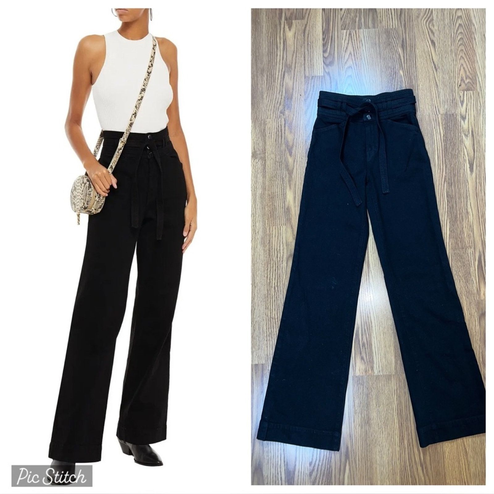 J Brand New J Brand Sukey Wide Leg Tie Waist Black Denim Jeans! Size 26" / US 2 / IT 38 - 1 Thumbnail