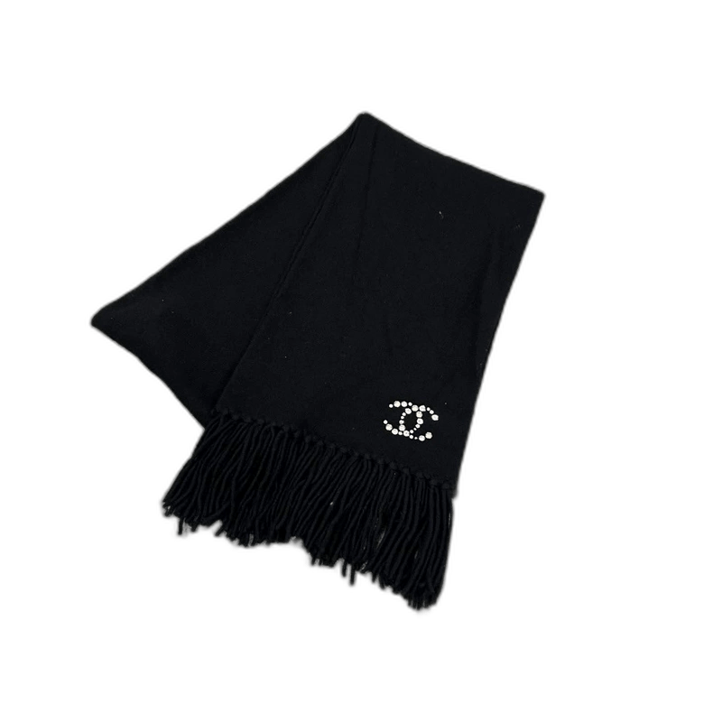 Chanel chanel black cashmere scarf with logo Size ONE SIZE - 1 Thumbnail