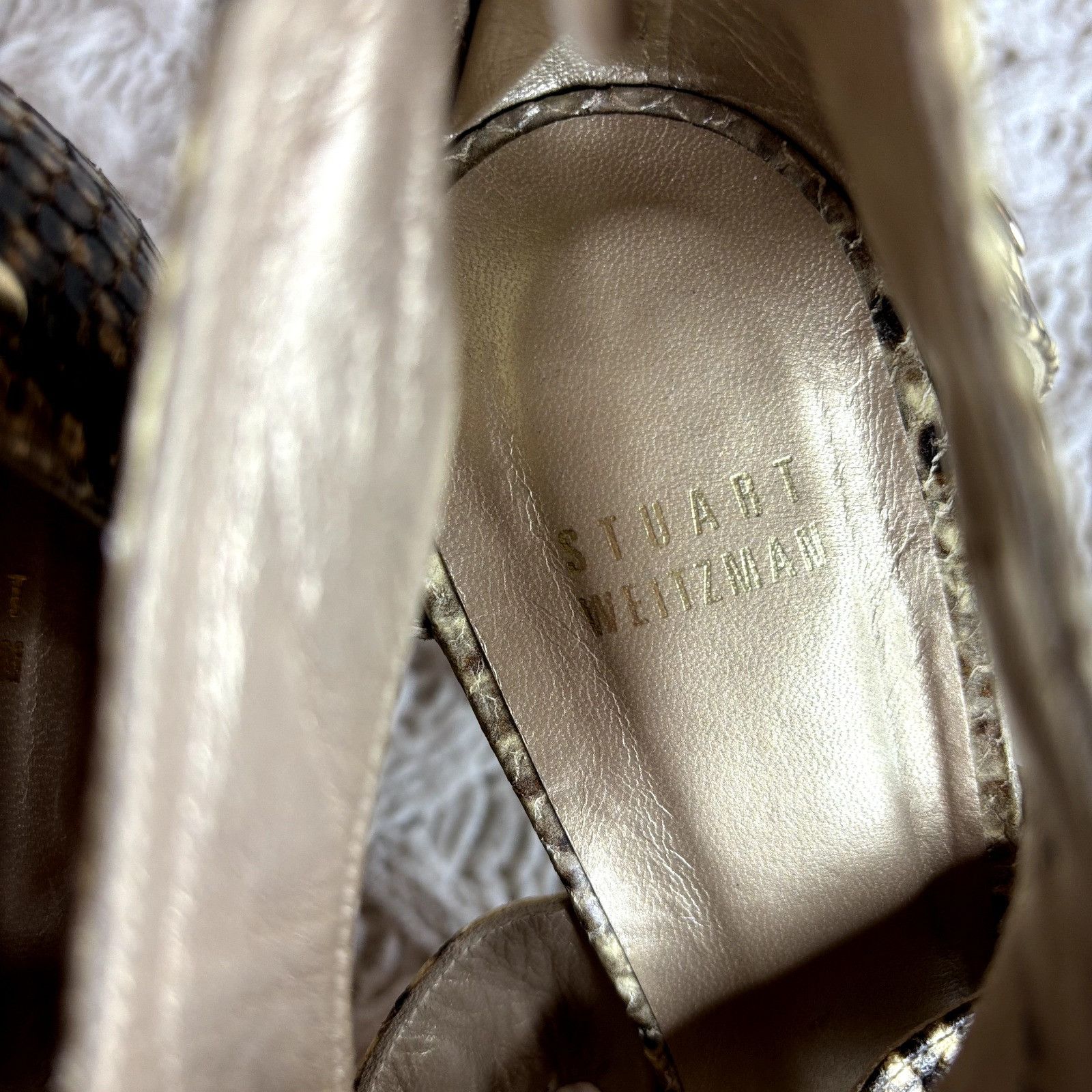 Stuart Weitzman Stuart Weitzman Snake Print Leather Platform Studded Zip-Cag Size US 8.5 / IT 38.5 - 7 Thumbnail
