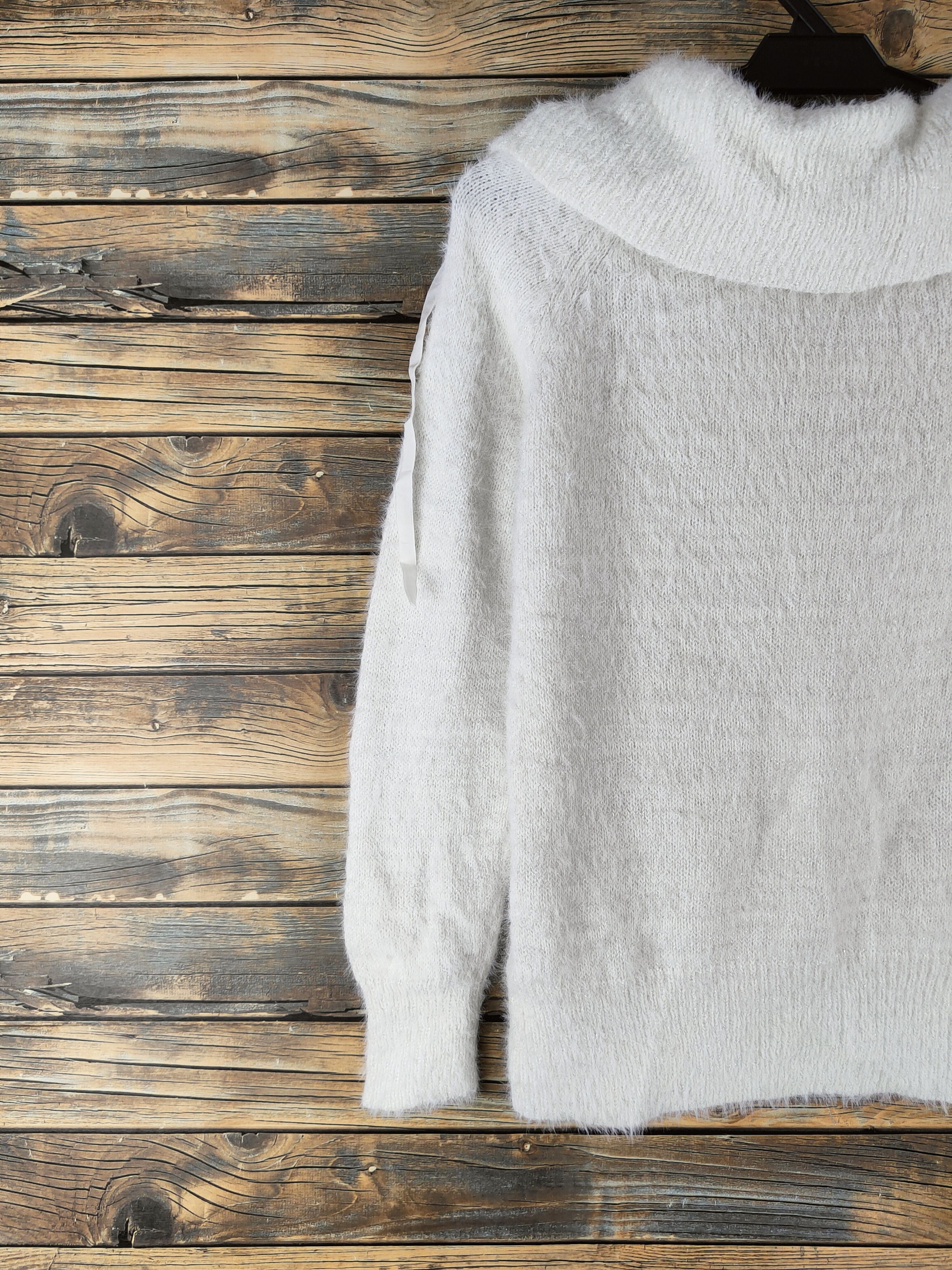 Japanese Brand DL May Pretty White Fur Mohair Knitwear #46-488 Size M / US 6-8 / IT 42-44 - 8 Thumbnail