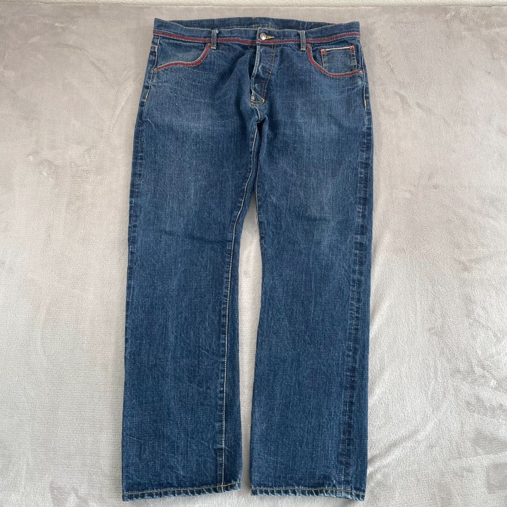 The Hundreds VINTAGE The Hundreds Jeans Men 40x32 Blue Embroidered Pocket Grunge Selvedge Denim Straight 40 32 Distressed Slimming Pockets Size US 40 / EU 56 - 6 Thumbnail