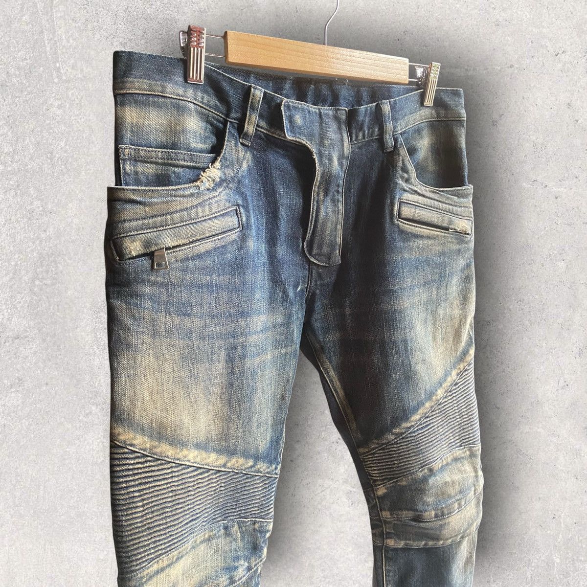 Balmain Fall13 Rust Wash Biker Jeans Size US 33 - 2 Thumbnail