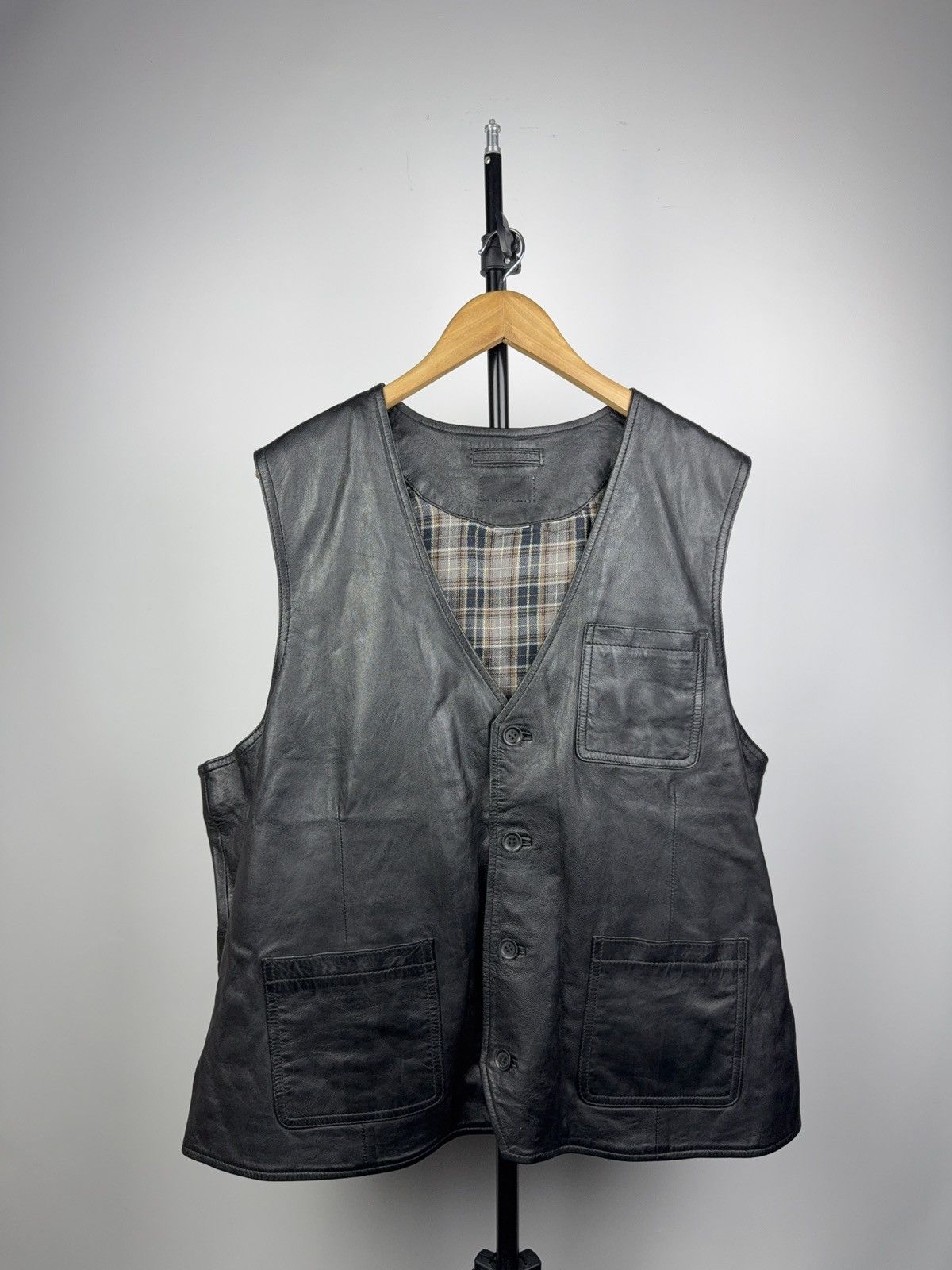 Vintage 90s Retro Biker Racing Opium Western Leather Vest