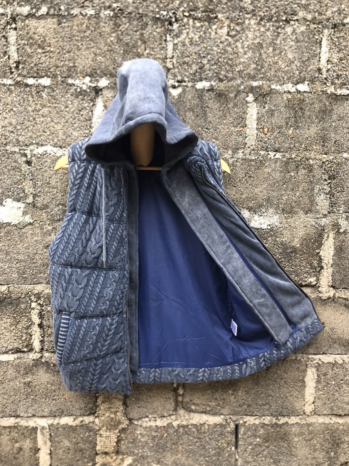 Indigo × Japanese Brand 🔥Real Masters Knit Puffer Hoodie Indigo Vest Size US M / EU 48-50 / 2 - 8 Thumbnail