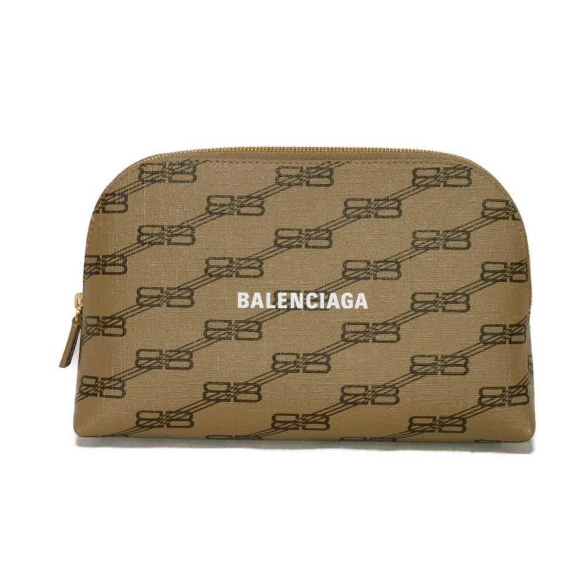 Balenciaga Balenciaga BB Monogram Clutch Bag, Round Pouch, Second Makeup New Logo, Brown, 702624 210DA 2762, Men's & Women's Size ONE SIZE - 1 Thumbnail