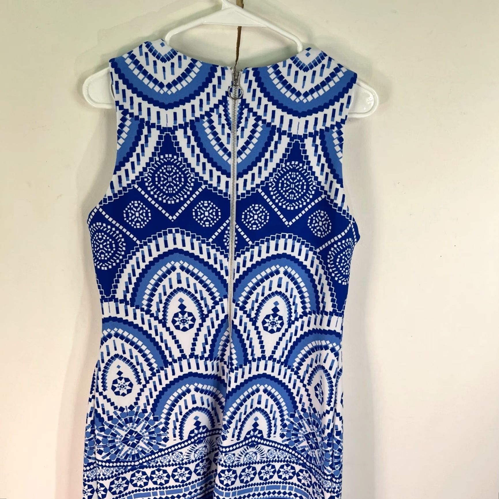 Vintage Just Taylor Print Sleeveless Knit Shift Dress Women's Size 10 Blue and White Size L / US 10 / IT 46 - 5 Thumbnail
