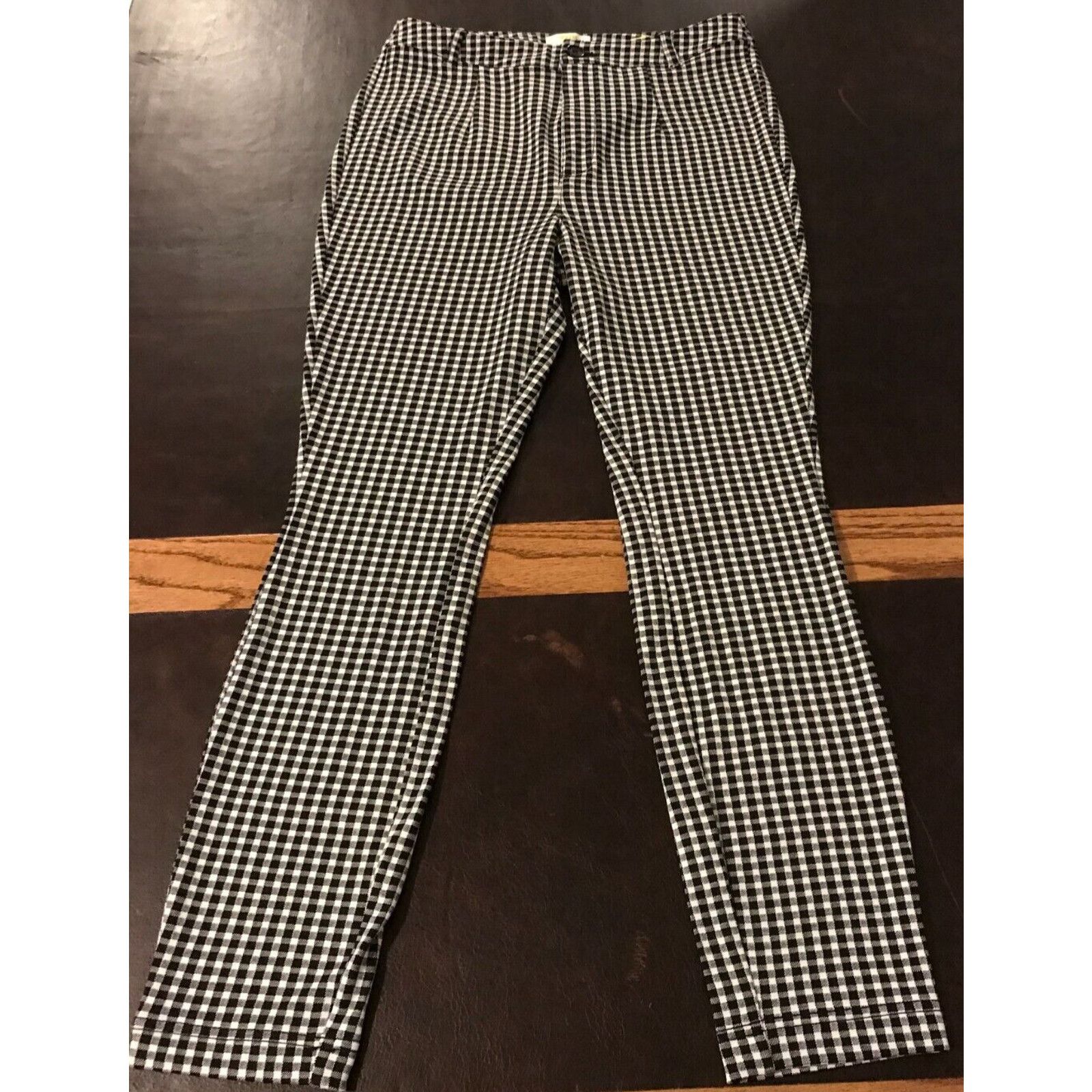 Anthropologie Anthropologie Maeve Black/White Gingham Print Slim Pants Size 32" / US 10 / IT 46 - 1 Thumbnail