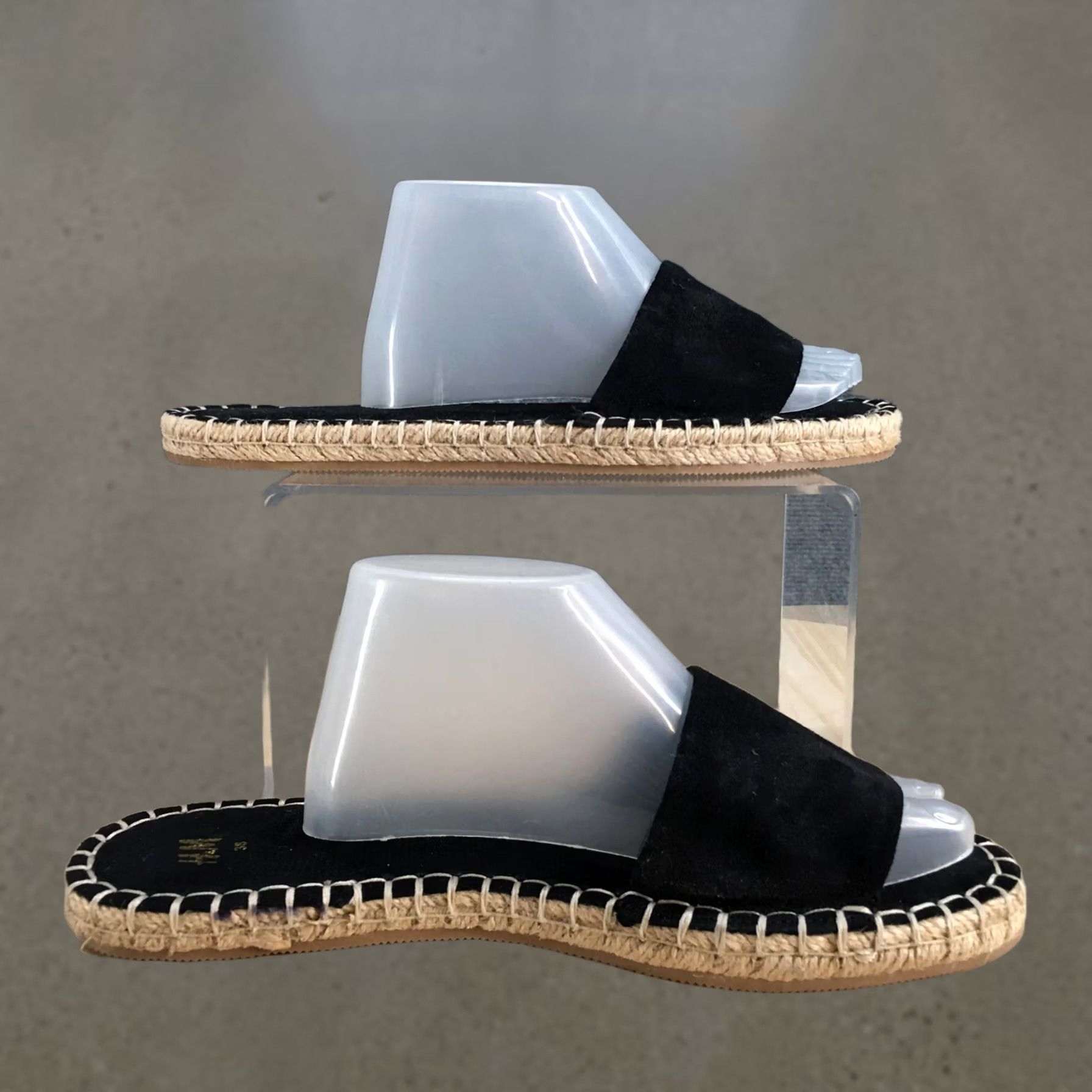 H&M H&M Sandals Womens 7 Espadrille Slide Black Open Toe Comfort Flat Casual Slip On Size US 7 / IT 37 - 1 Thumbnail