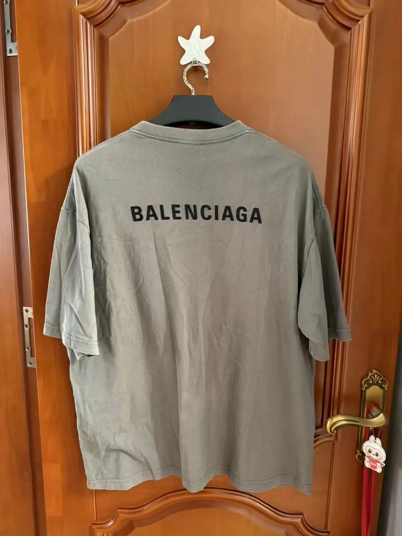 Balenciaga Balenciaga Khaki front and back embroidered logo short sle Size US XL / EU 56 / 4 - 2 Thumbnail