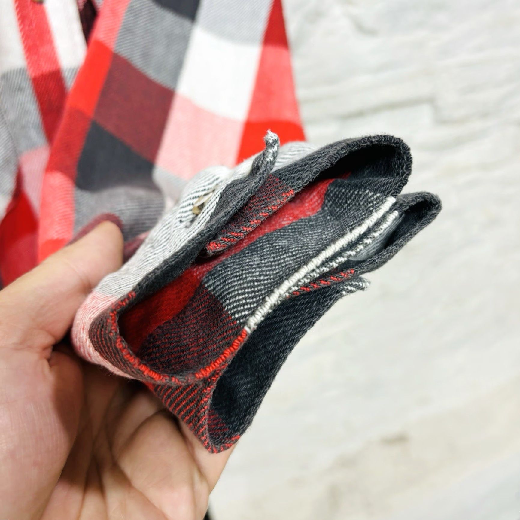 VINTAGE Five Brothers Shirt Mens M Red Buffalo Plaid Flannel Made USA Button-Up Pocketed Long Sleeve