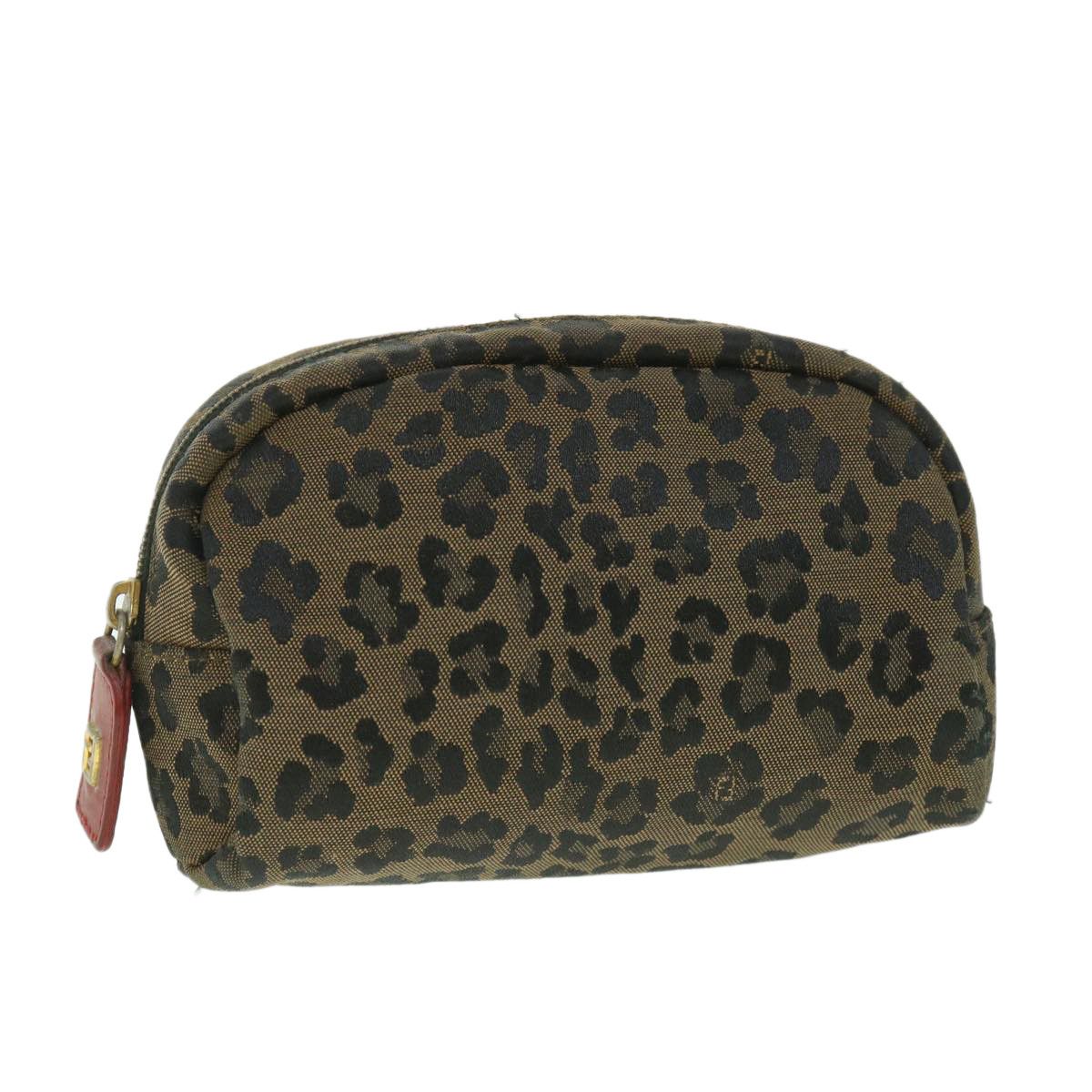 image of Fendi Leopard Pouch Canvas Brown Auth Ar10418, Women's