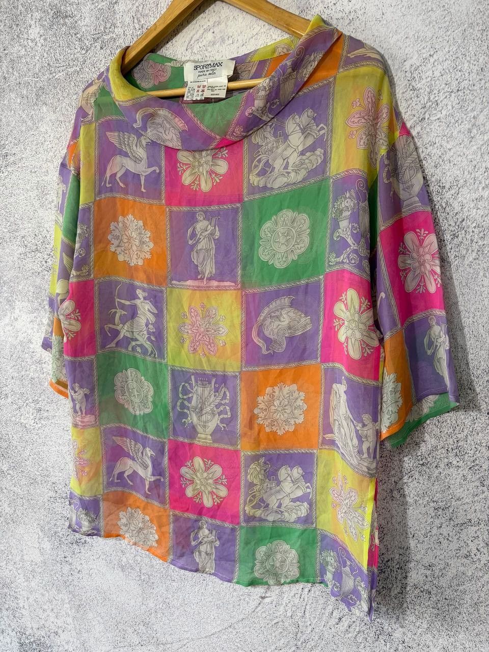 Sportmax Vintage Sportmax Max Mara Silk Greek Mythology Print Blouse Size L / US 10 / IT 46 - 2 Thumbnail
