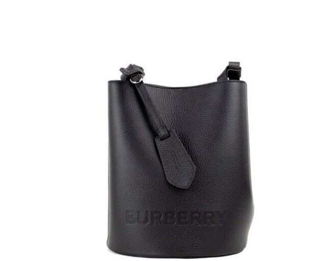 Burberry Lorne Small Black Pebbled Leather Bucket Crossbody Handbag Size ONE SIZE - 1 Thumbnail