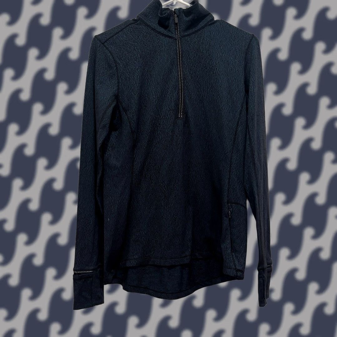 Lululemon Lululemon Athletic Top Teal Black Space Dye Pullover Size 6 Mock Neck Thumbholes Size M / US 6-8 / IT 42-44 - 1 Thumbnail