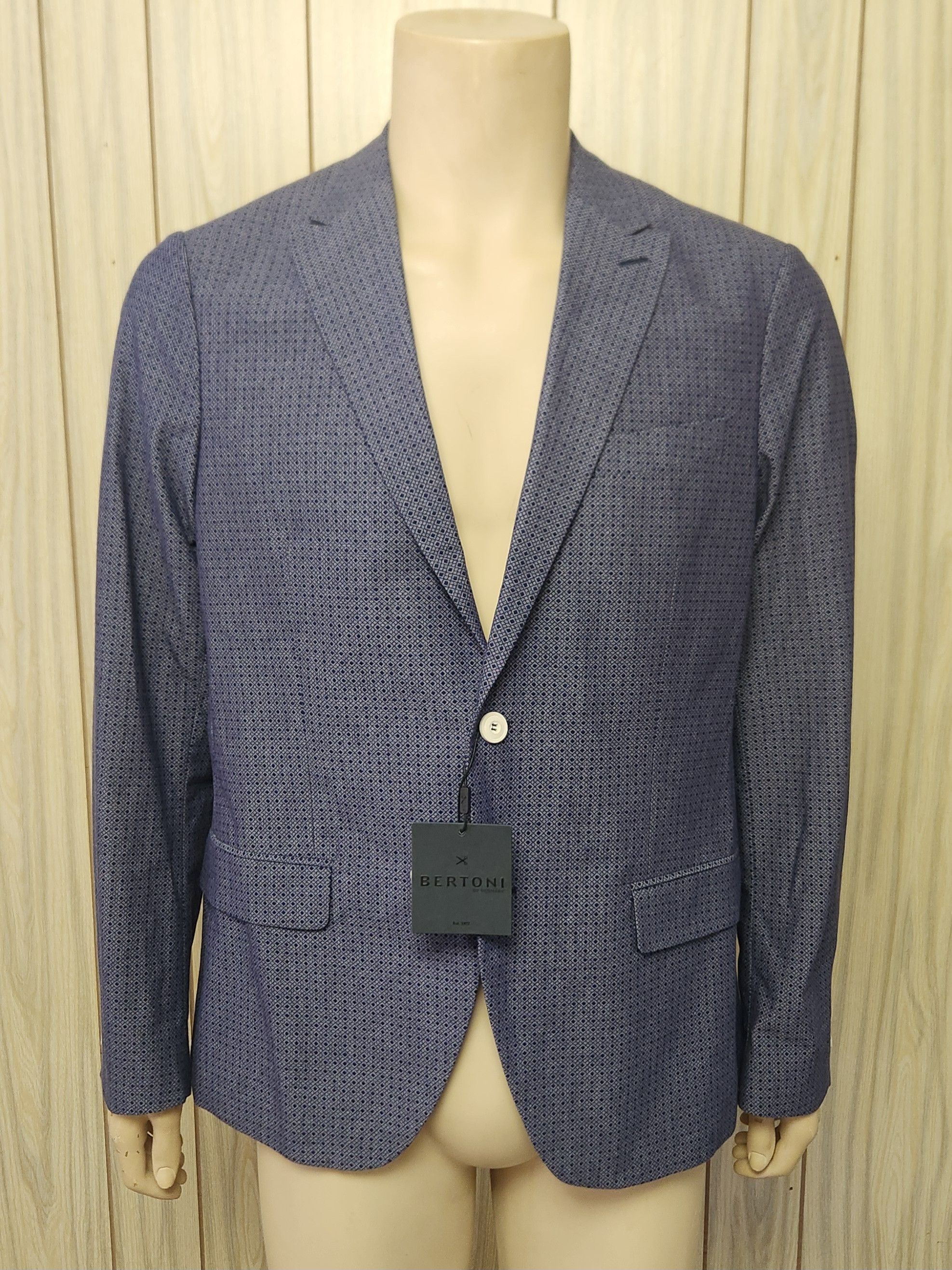 Other Bertoni sport coat 42 blue cotton pattern men's Denmark Size 42R - 1 Thumbnail
