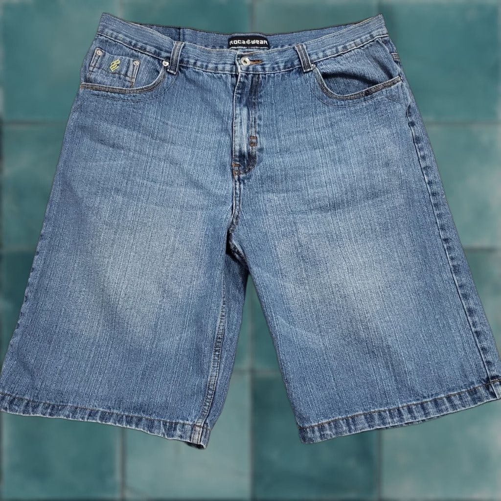 Rocawear Rocawear Jean Shorts Men 40 Embroidered Pockets Denim Baggy Hip Hop Y2K 38x12 Denim Baggy 5-Pocket Rocawear Mens Bermuda Hip Hop Y2K Size US 40 / EU 56 - 1 Thumbnail