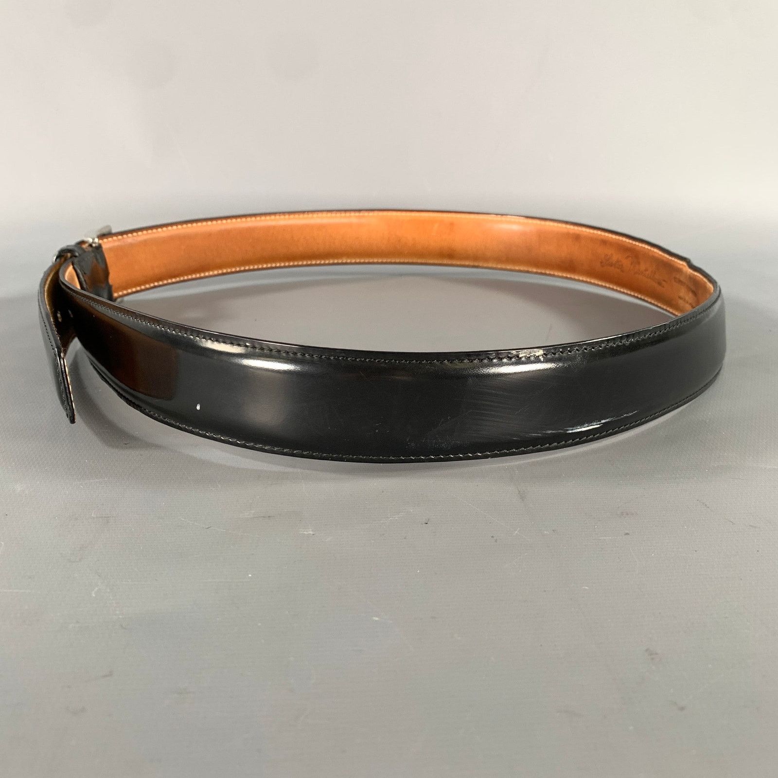 Sutor Mantellassi SUTOR MANTELLASSI Size 38 Black Solid Leather Belt Size 38 - 4 Thumbnail