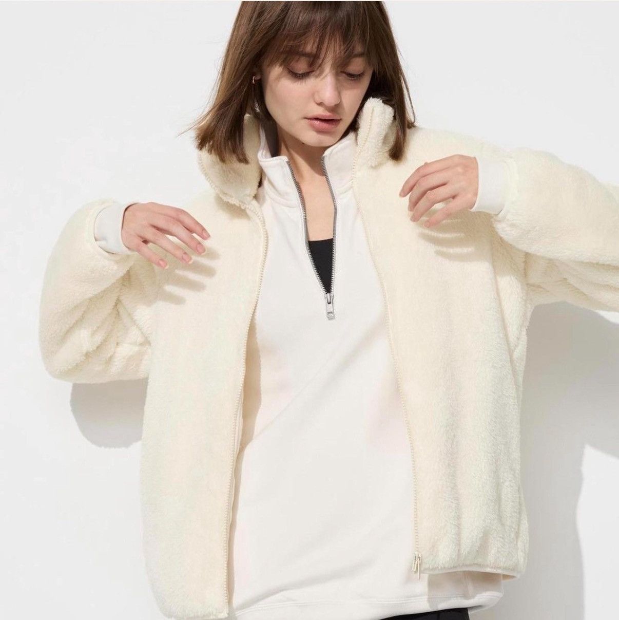 Uniqlo Uniqlo Fluffy Yarn Fleece Full-Zip Jacket sz L Womens Size L / US 10 / IT 46 - 2 Thumbnail