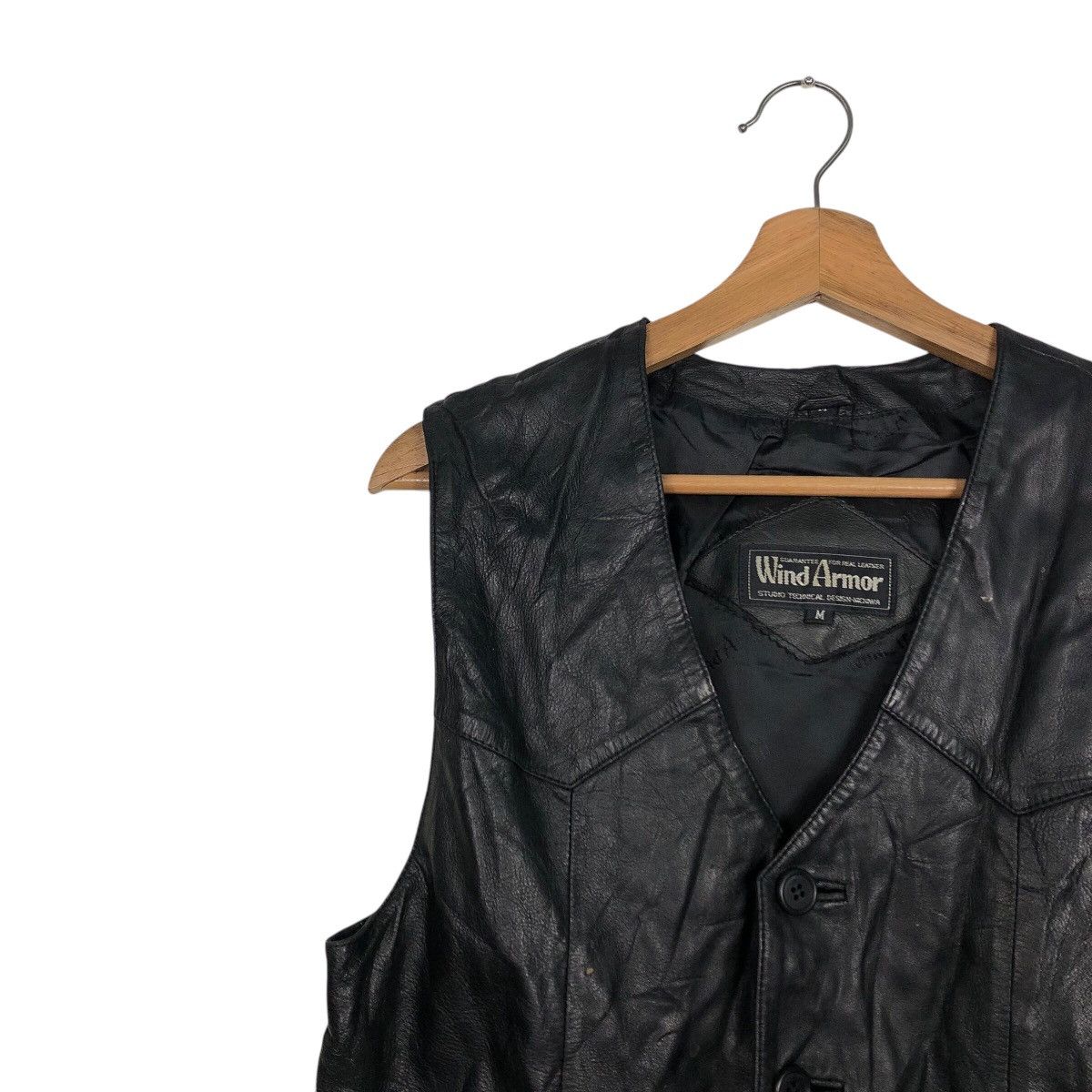 Japanese Brand 📌Rich Black Vintage Vest Leather Wind Armour Issey Miyake Size US M / EU 48-50 / 2 - 8 Thumbnail