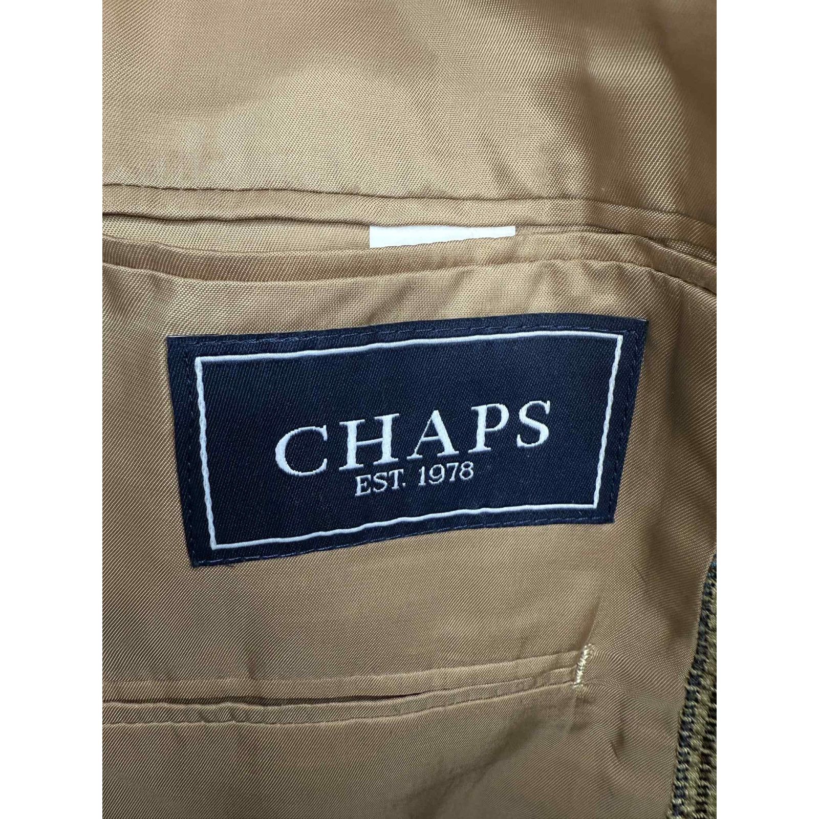 CPS CHAPS Chaps Houndstooth Long Sleeve Notch Lapel Blazer Tan Men 48R Size 48R - 5 Thumbnail