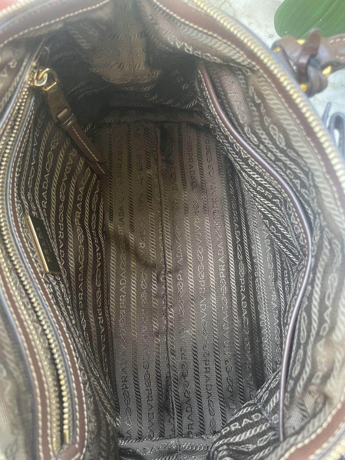Prada Prada Logo Jacquard Canvas and Leather Handbag Size ONE SIZE - 18 Thumbnail