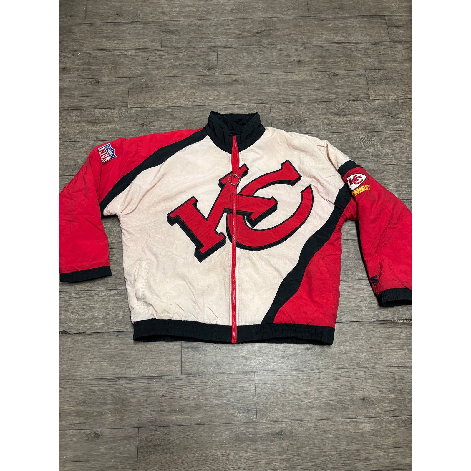 NFL × Starter × Vintage Vintage Kansas City Chiefs Spellout Starter Jacket Sz XL 90s Size US XL / EU 56 / 4 - 1 Thumbnail
