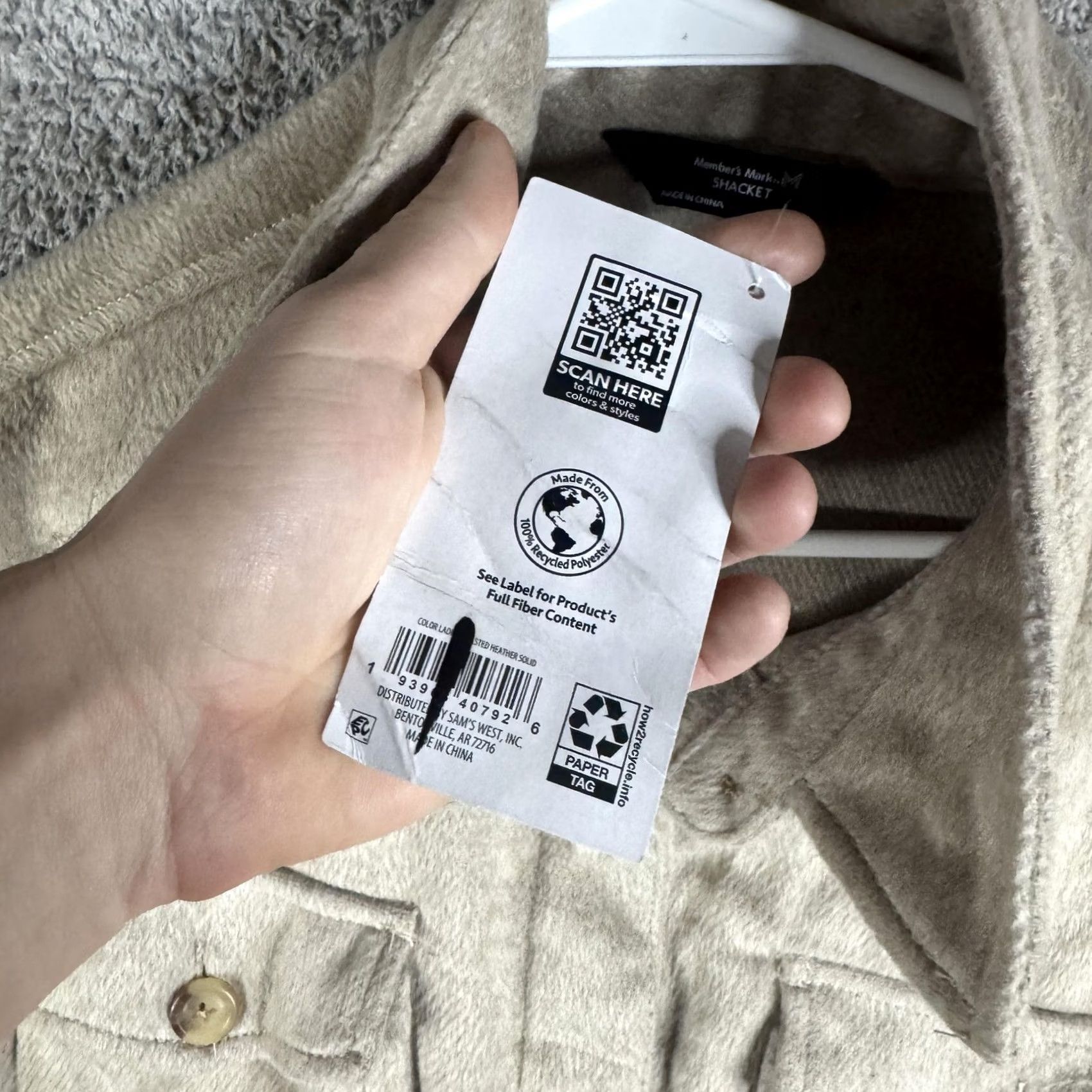 Vintage Member's Mark Shacket Jacket Mens XL Beige Pockets Button Front Fleece Size US XL / EU 56 / 4 - 7 Thumbnail