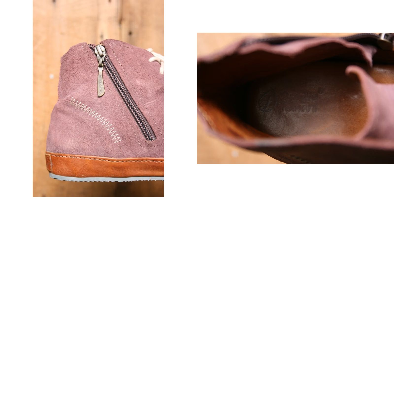 Vintage Sergio Tomani Dusty Plum Suede & Tan Leather Ankle Boots US 10.5-11 | EUR 42 Women's Bootie Leather Suede Lace Up Zip 42 Plum Tan Mens Womens Size US 10.5 / IT 40.5 - 8 Thumbnail