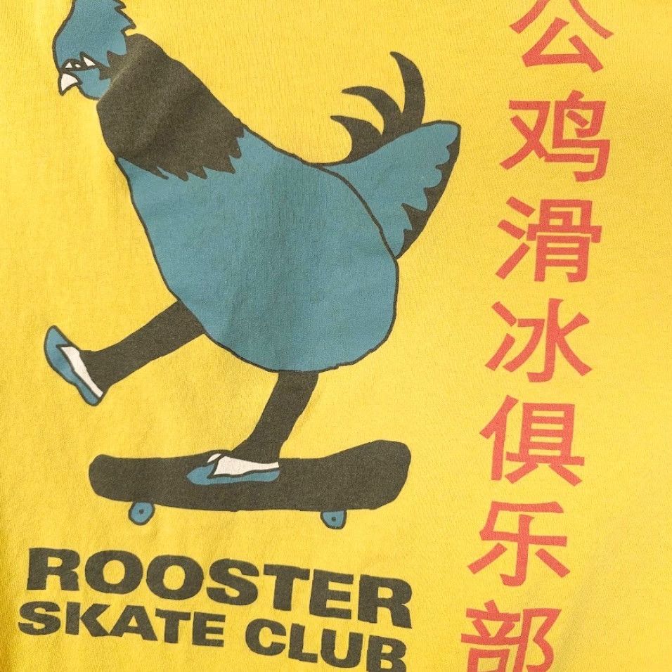 Vintage Rooster Skate Club T Shirt Mens Size Large Yellow Skater Chicken Streetwear Graphic Tee Size US L / EU 52-54 / 3 - 5 Thumbnail